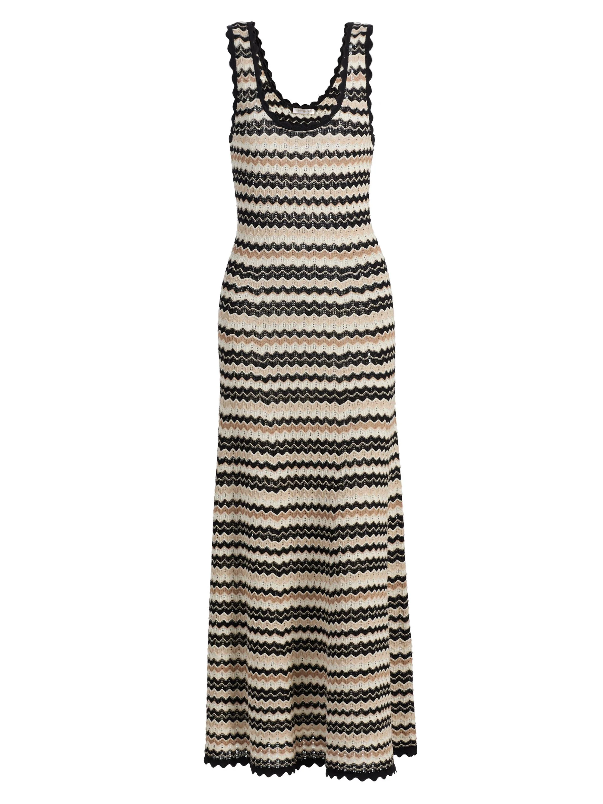 Women's Livia Zigzag Knit Scoopneck Maxi Dress - Sandstone Chevron - 1