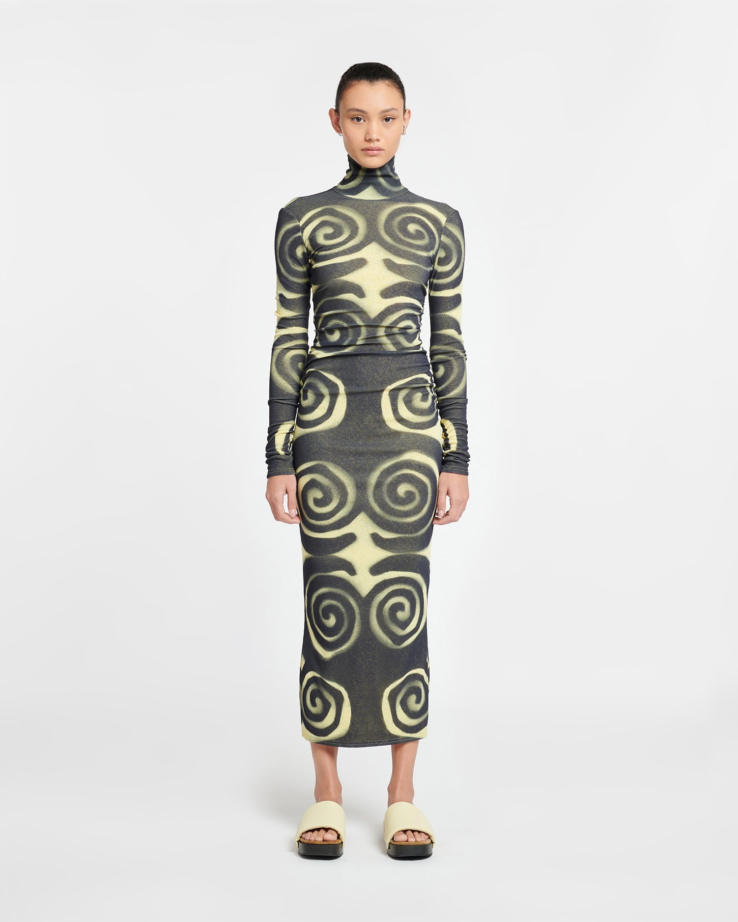 Mesh-Jersey Turtleneck Dress - 2