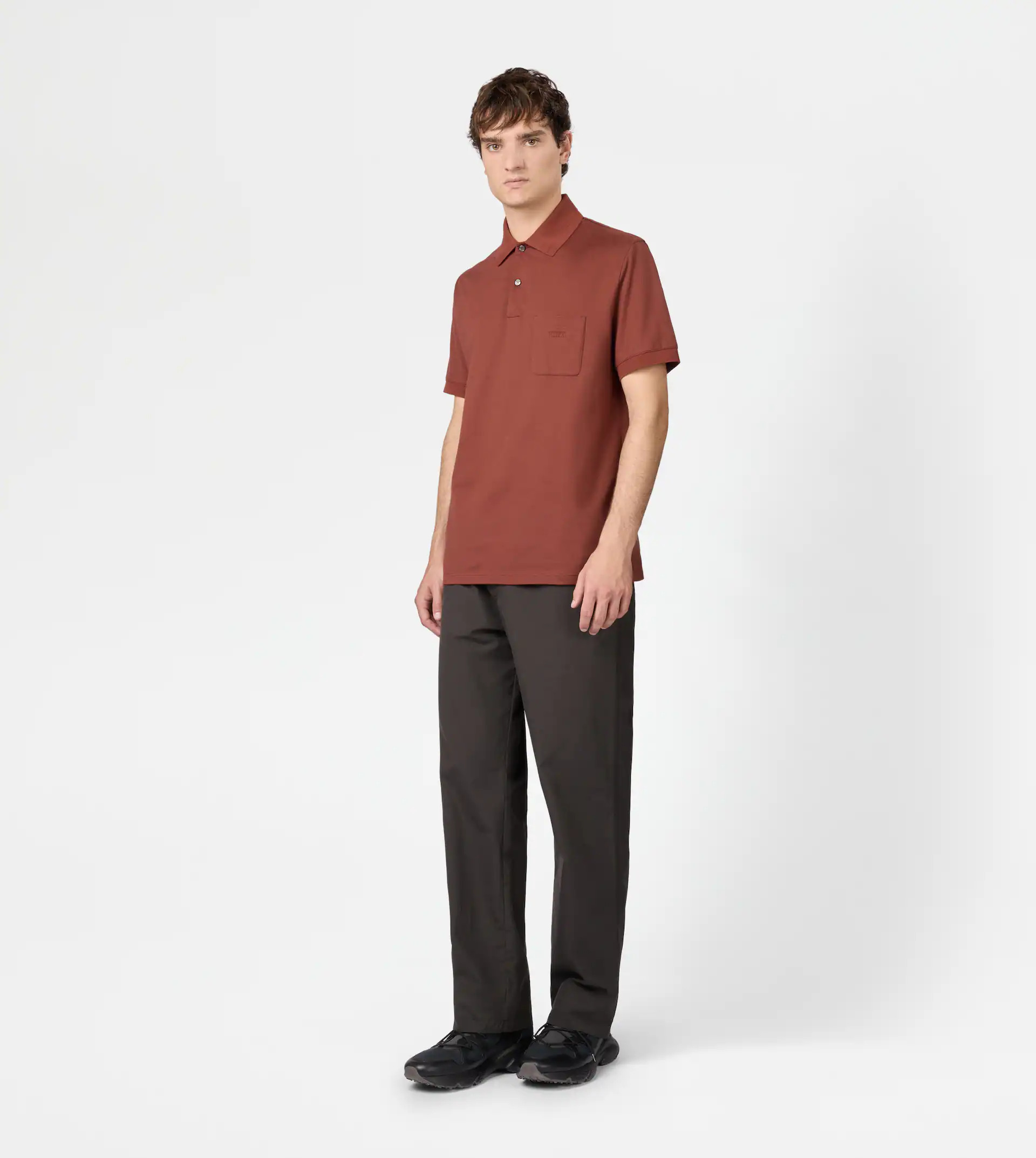 POLO SHIRT IN JERSEY - BROWN - 2