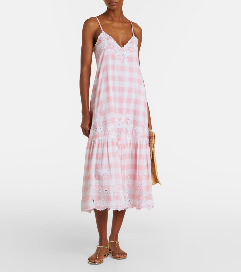 juliet dunn Embroidered checked cotton midi dress outlook