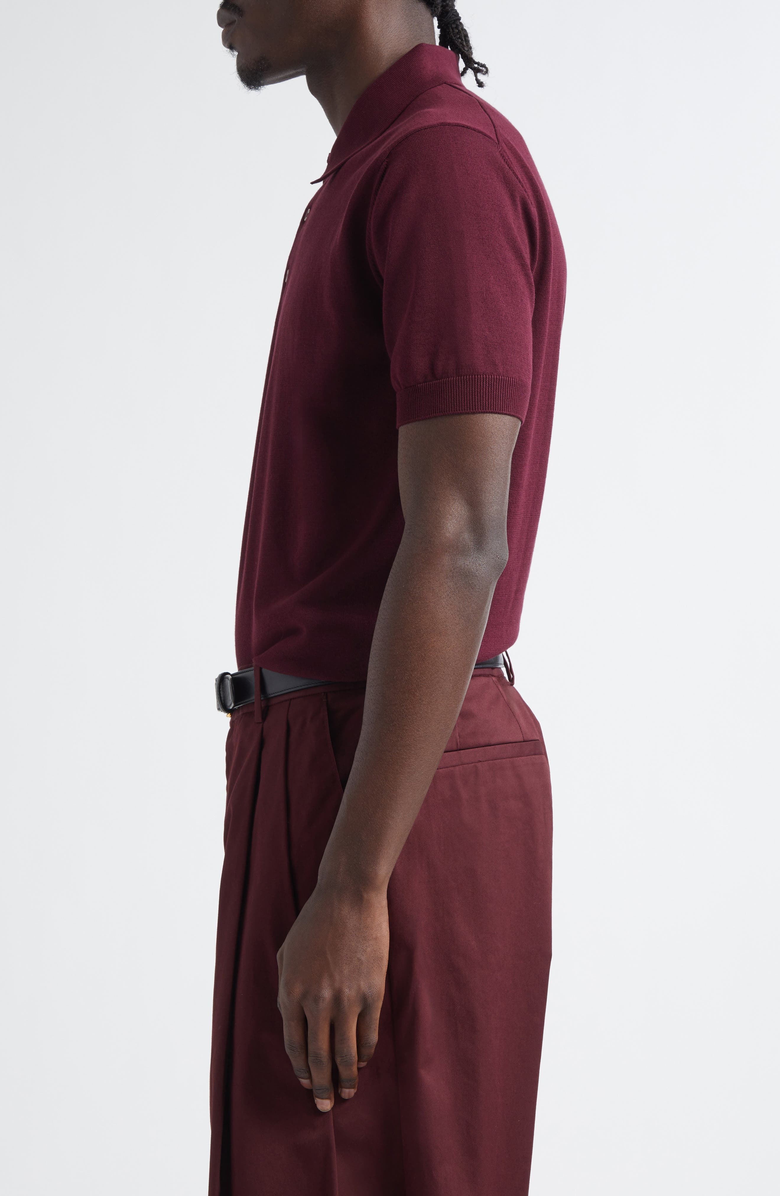 Dolce&Gabbana Cotton Polo Sweater in M5039 Brown-Dark Violet at Nordstrom - 4