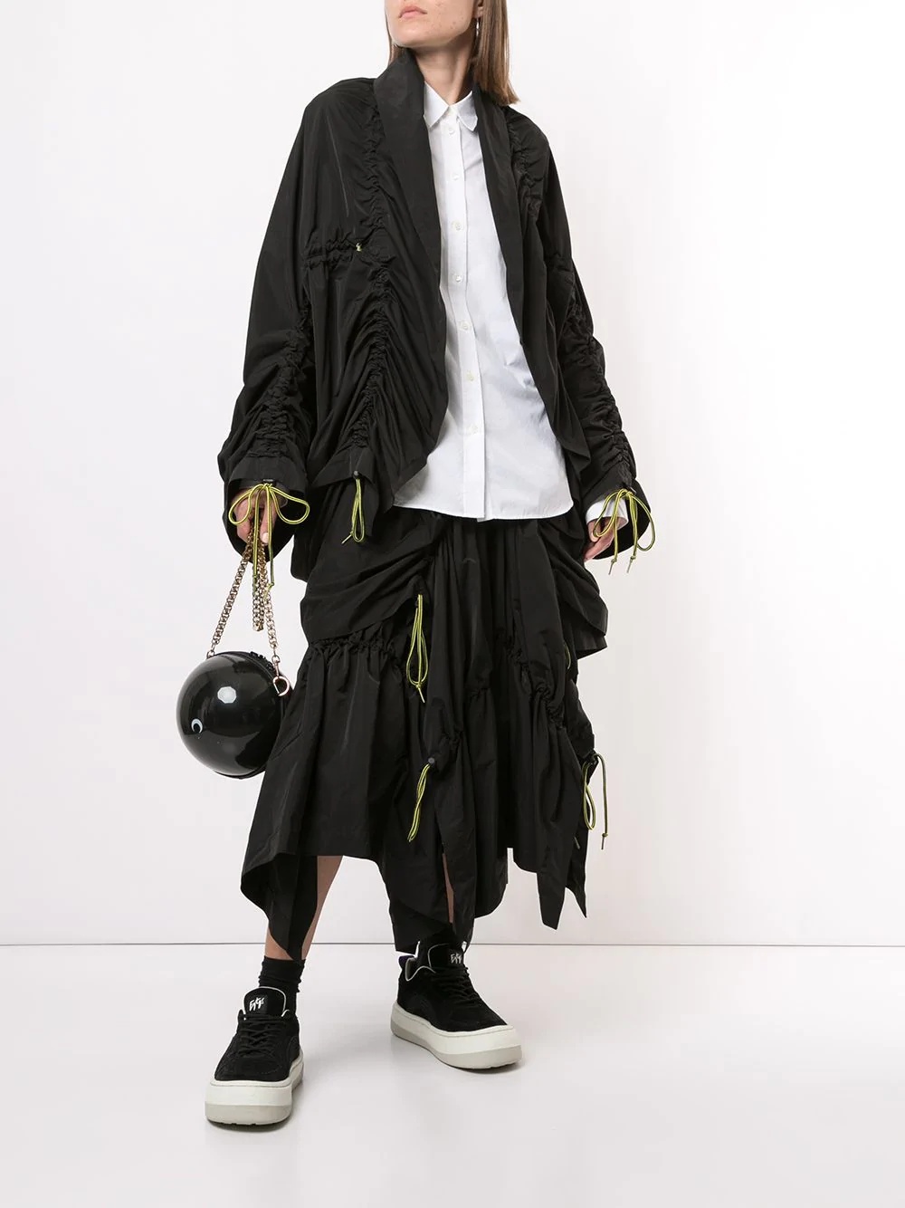 gathered drawstring oversized jacket - 2