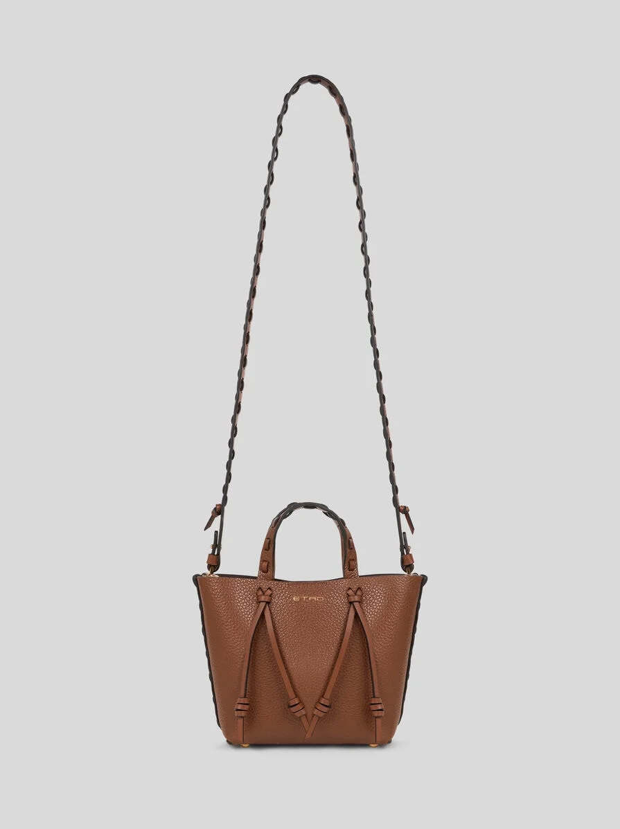 ETRO ESSENTIAL MINI LEATHER TOTE BAG WITH THREADING - 1