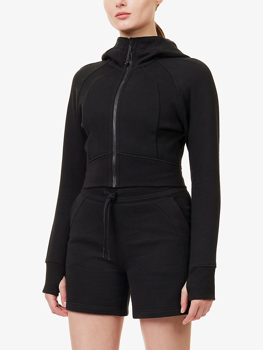 Scuba cropped cotton-blend hoody - 6