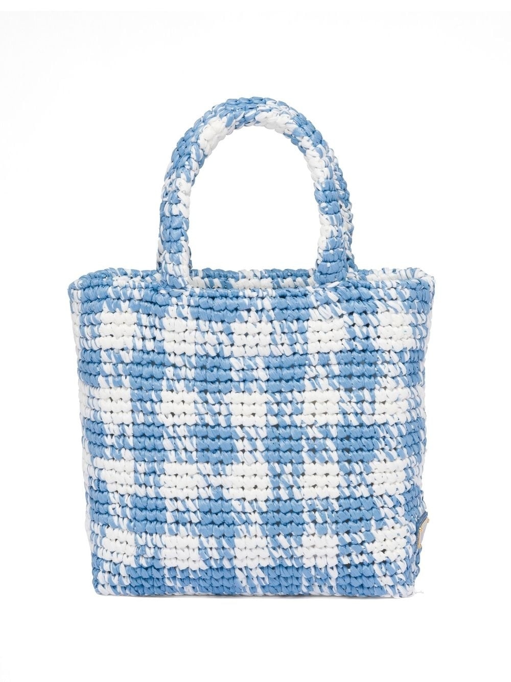 logo-knit gingham tote bag - 2