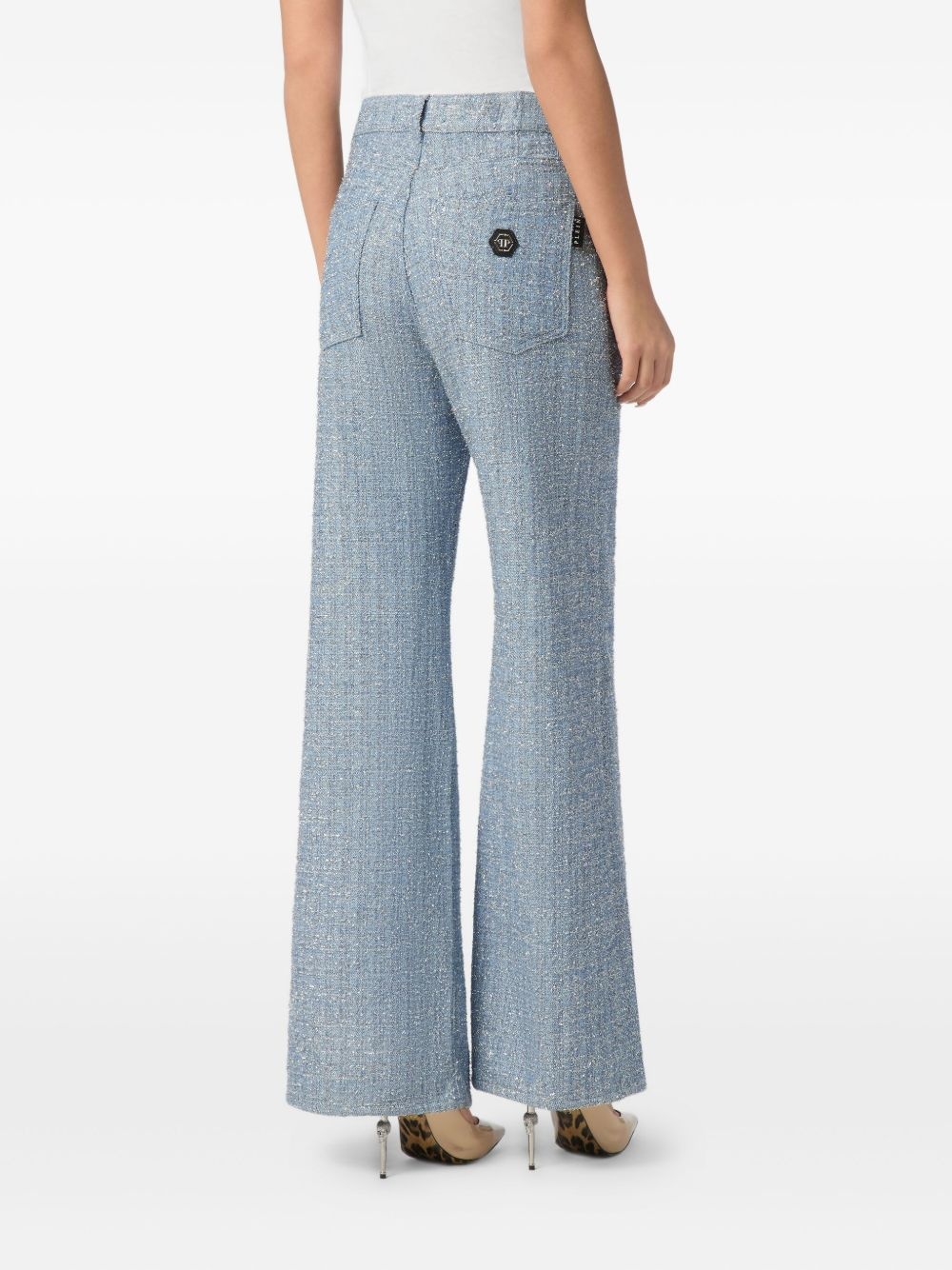 tweed wide-leg jeans - 4