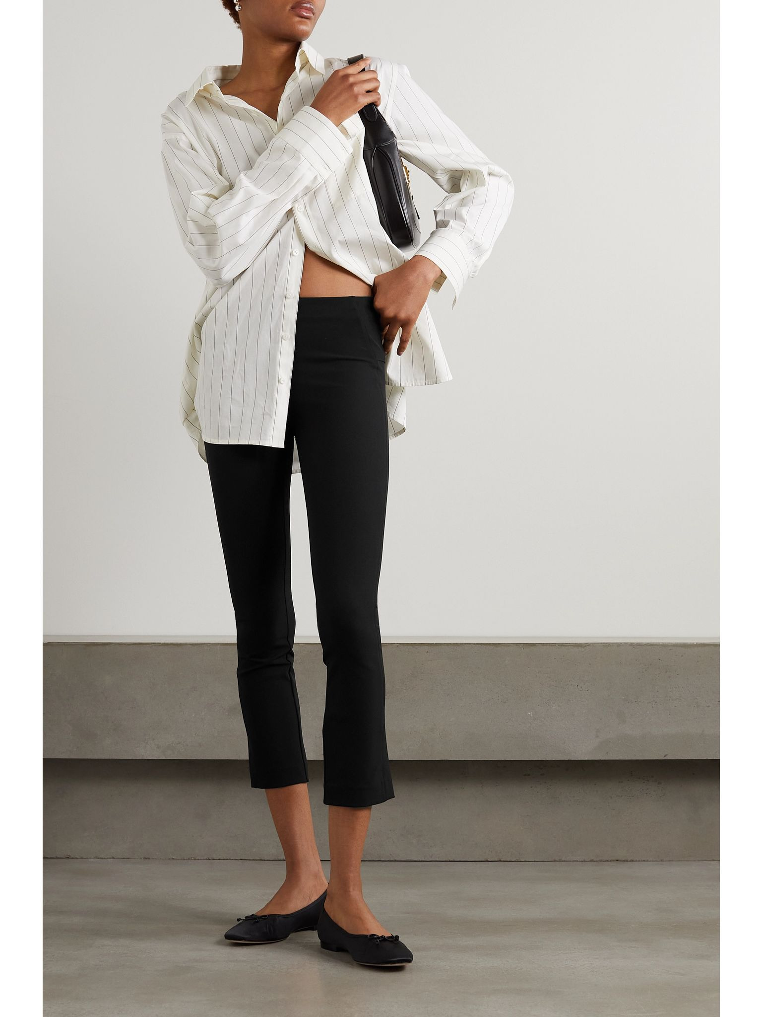 Cropped stretch-crepe skinny pants Black - 2