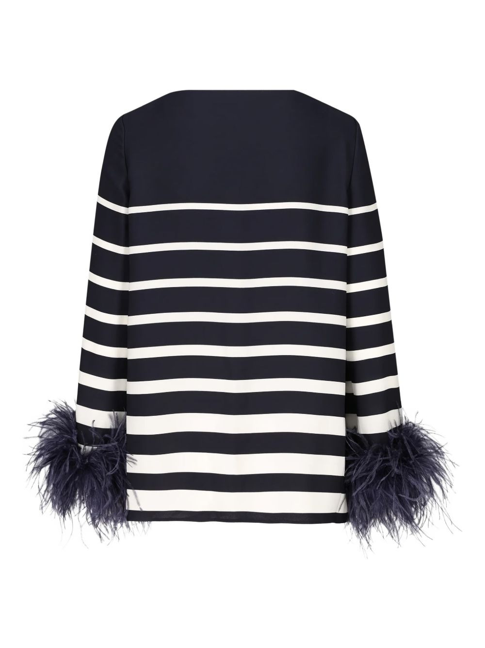 feather-trim striped top - 2