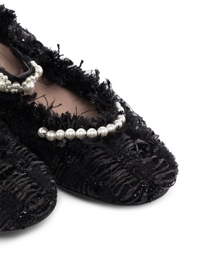 Simone Rocha tweed-effect Mary Jane ballerina shoes outlook