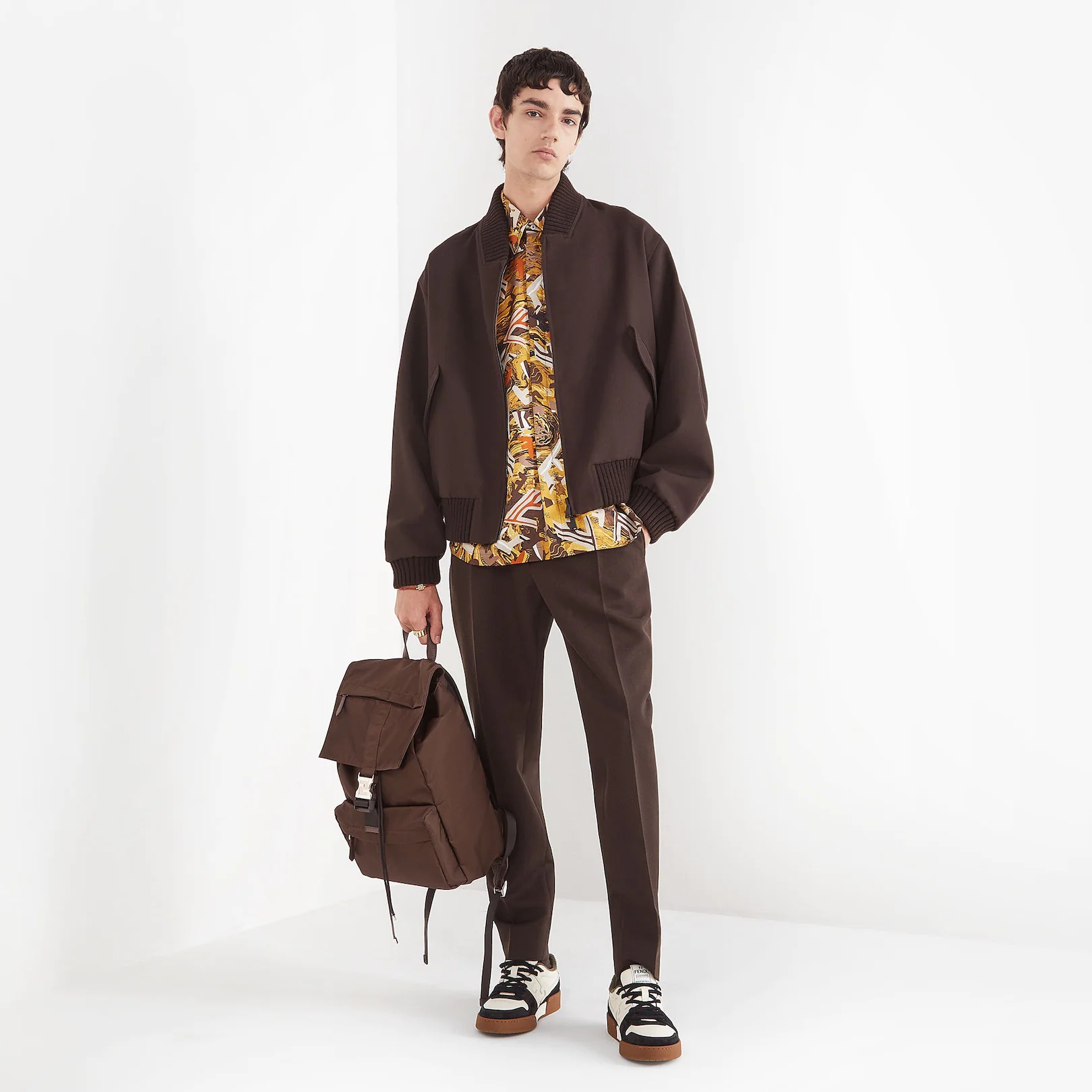 Brown nylon backpack - 5