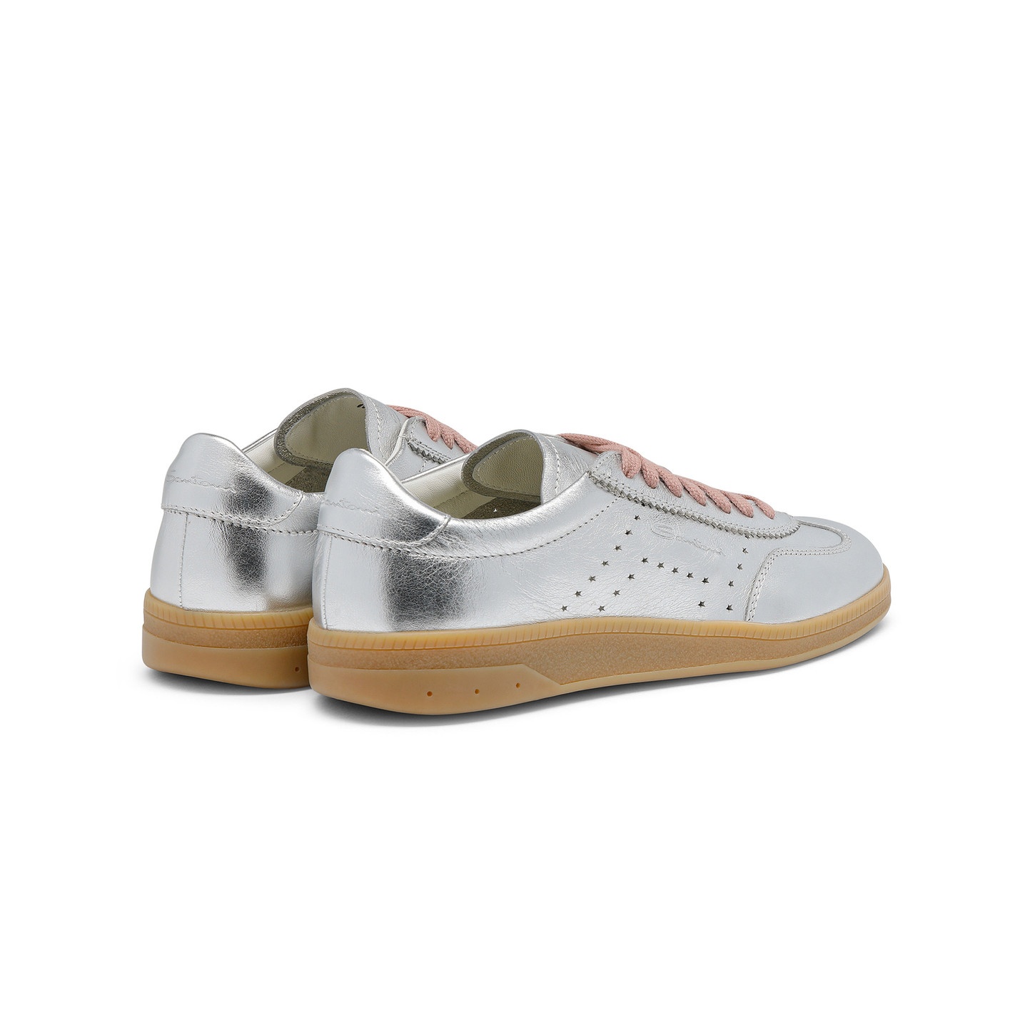 Women's silver laminated leather DBS Oly sneaker - 3