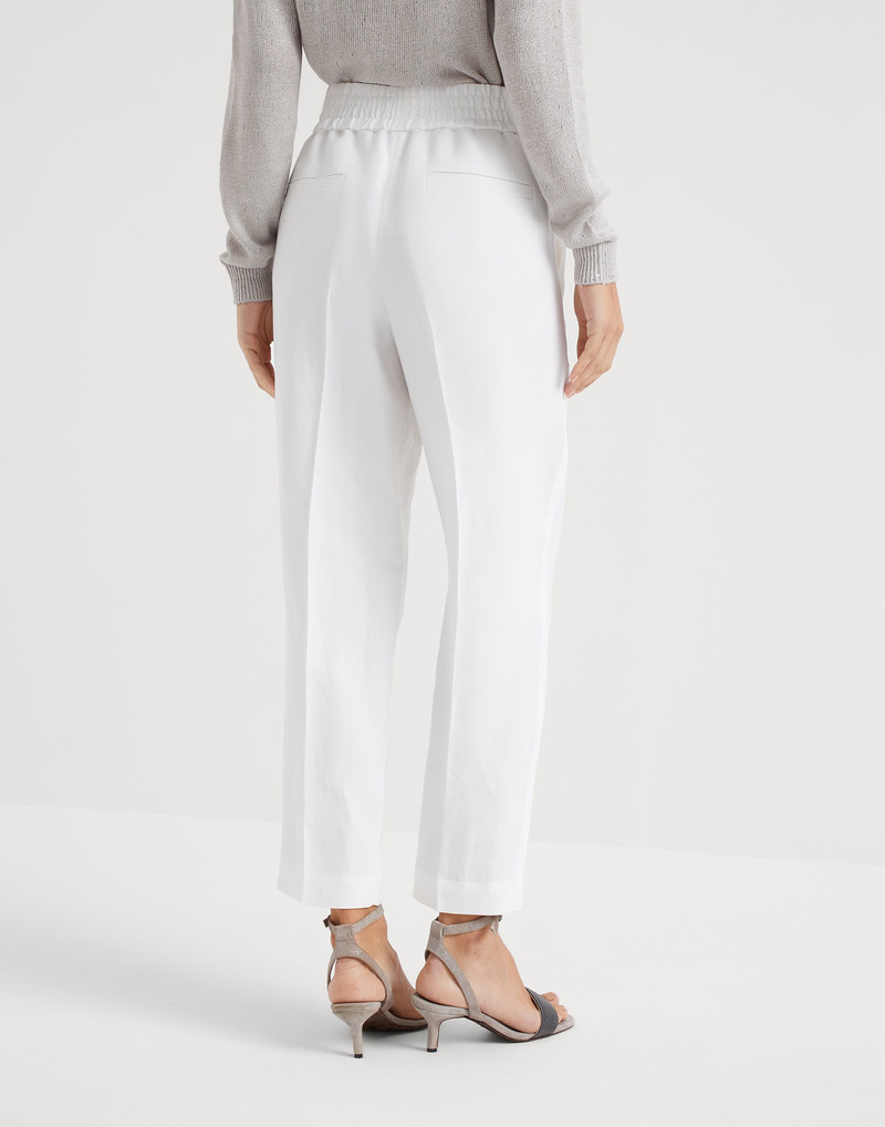 Brunello Cucinelli Viscose and linen fluid twill baggy pull-on trousers outlook