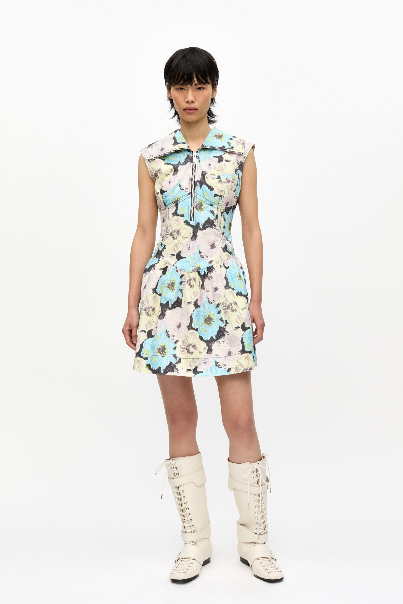 FLORAL PRINTED COTTON MINI DRESS - 2