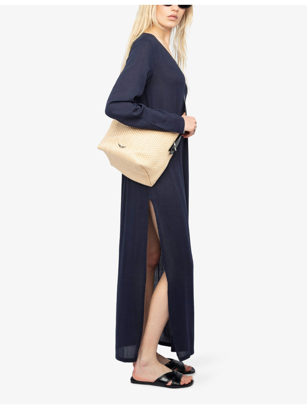 Delia Brooch-Embellished Long-Sleeve Cotton-Blend Maxi Dress - 3