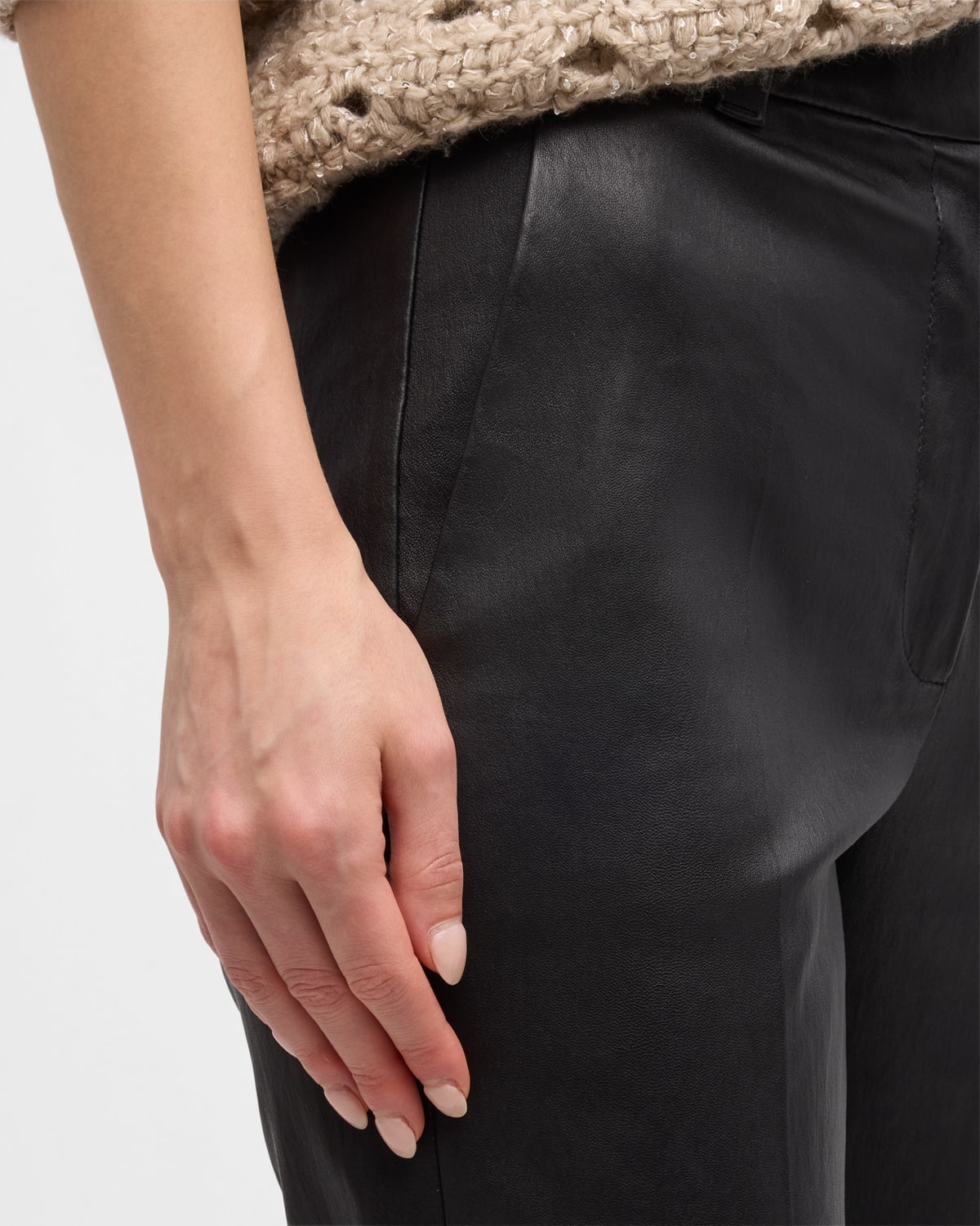 Nappa Leather Straight-Leg Trousers - 5