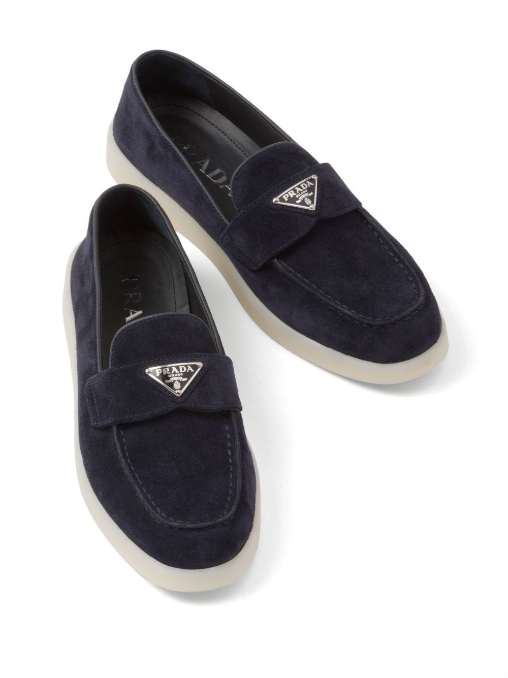 triangle-logo suede loafers - 4