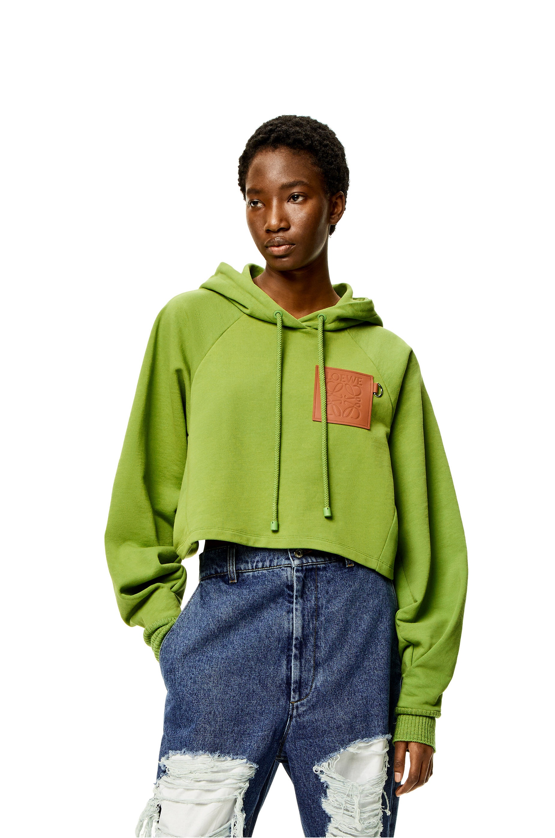 Anagram cropped hoodie in cotton - 3