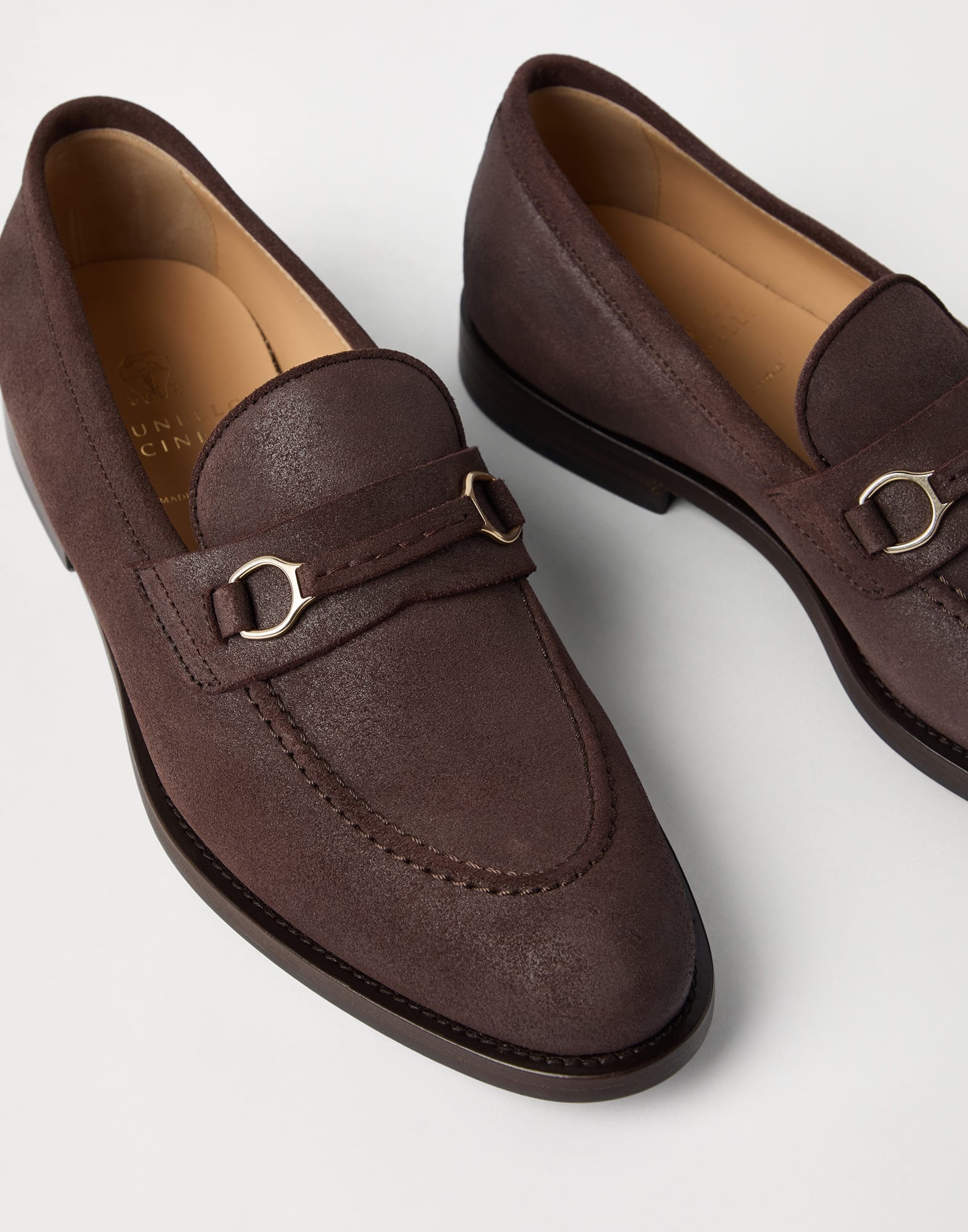 Oiled suede penny loafers with bit detail - 3
