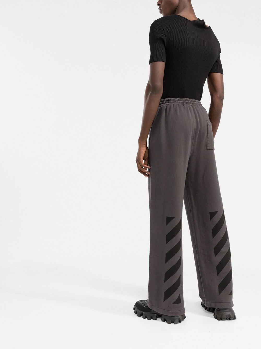 wide-leg cotton track pants - 4