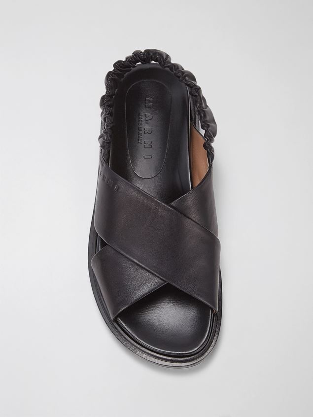 CRISS-CROSS FUSSBETT IN BLACK NAPPA LEATHER WITH STRETCH SLINGBACK - 4