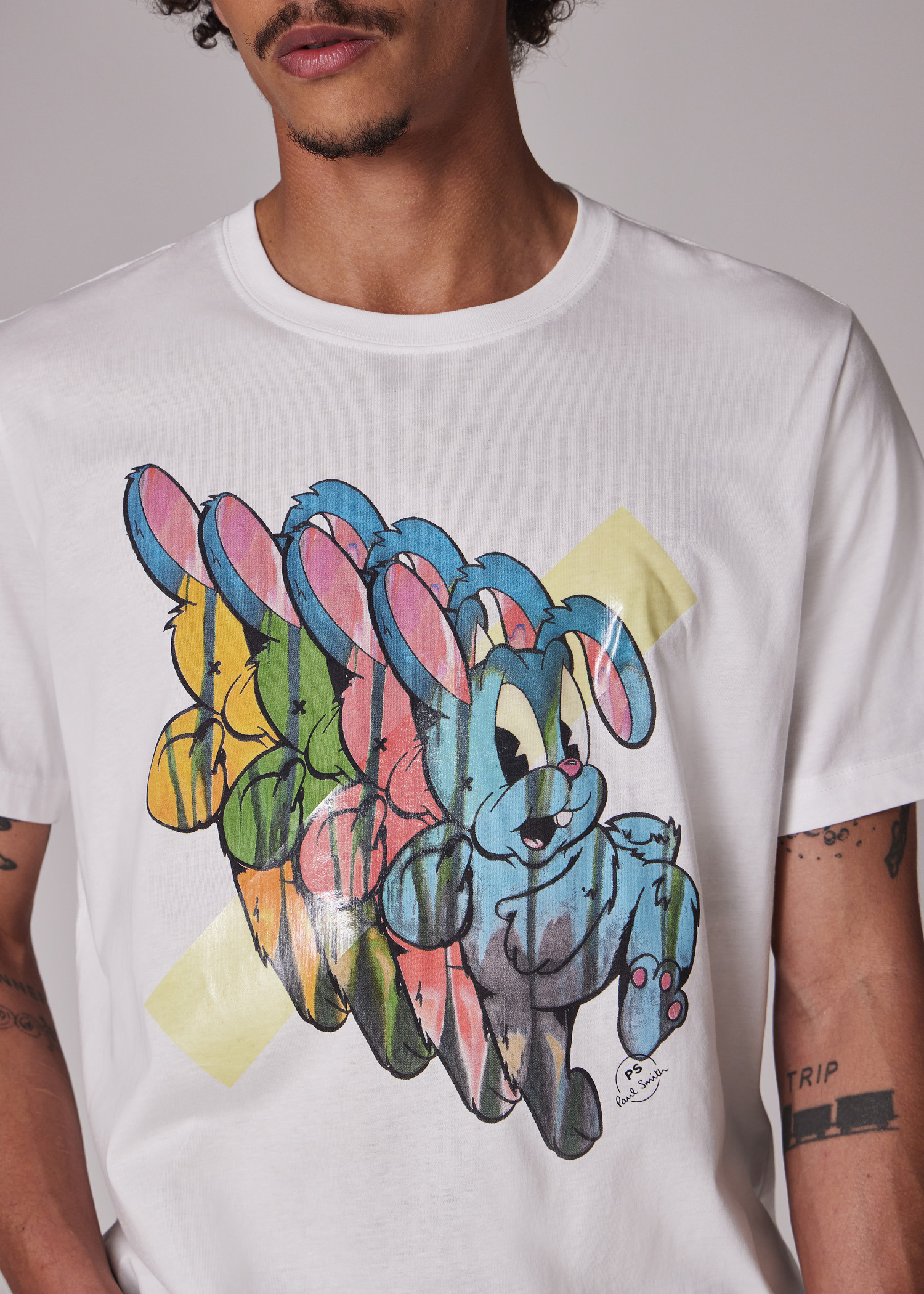 White 'Bunny Repeat' Print T-Shirt - 4
