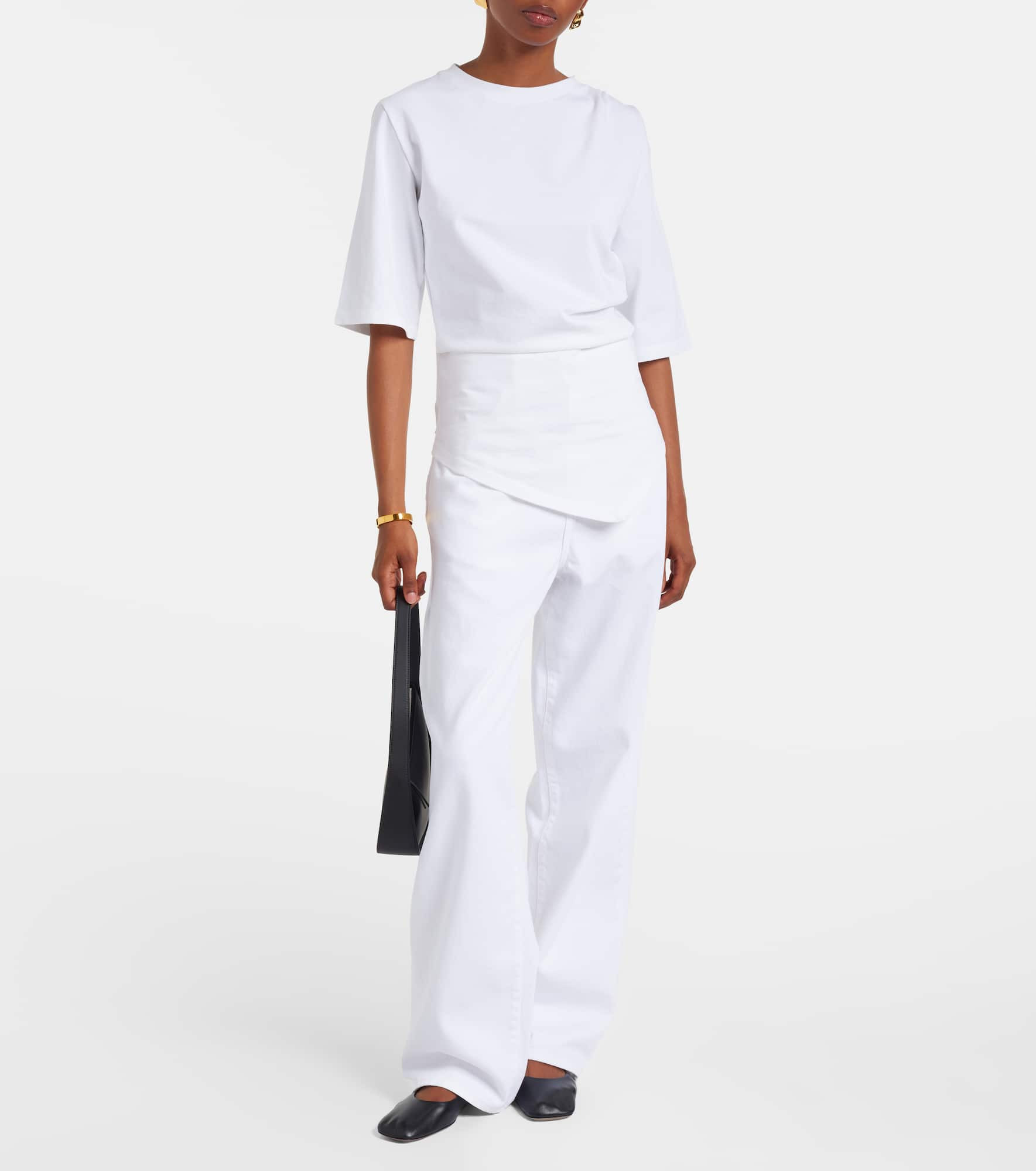 Gathered cotton jersey T-shirt - 2