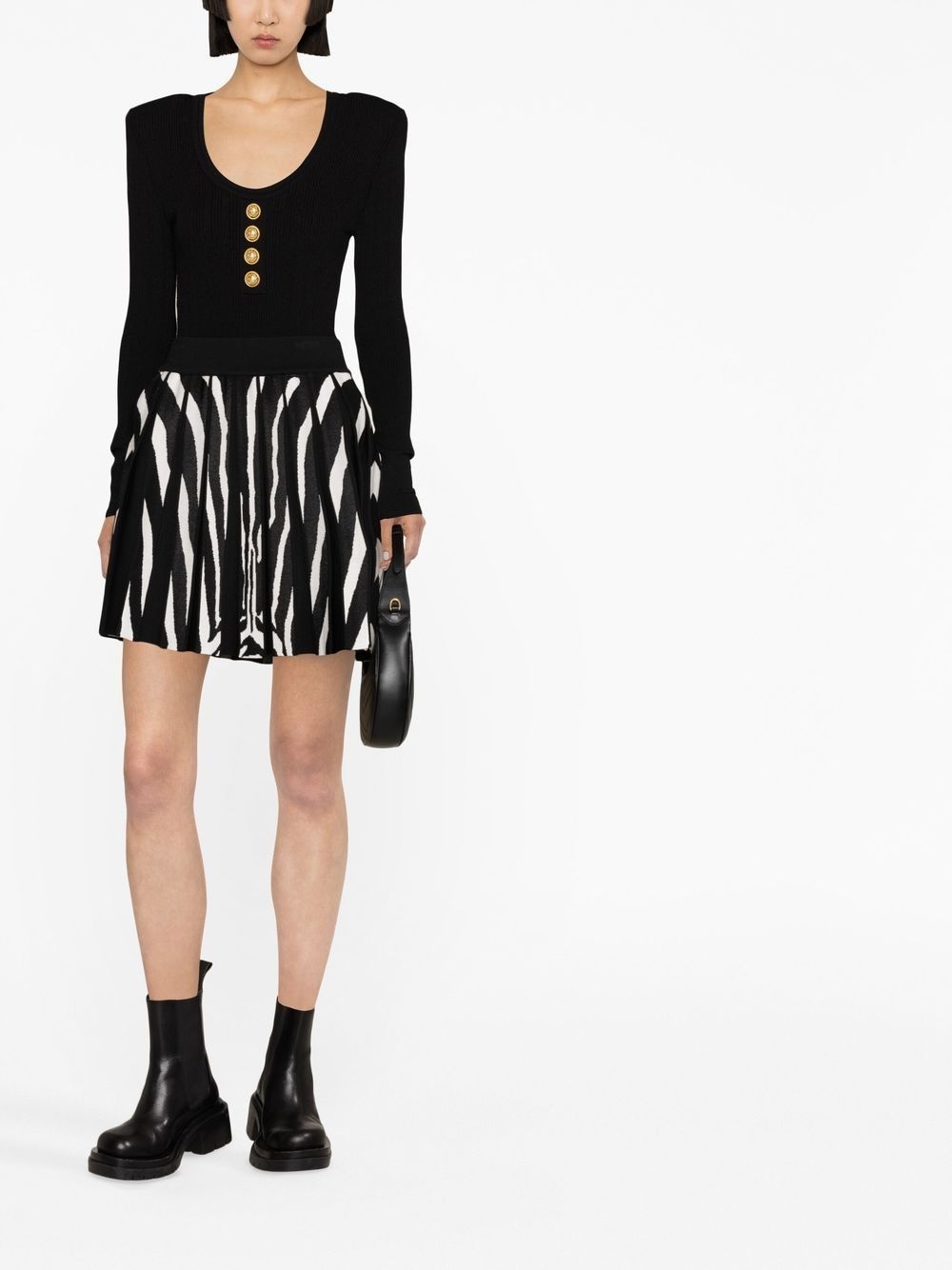 zebra jacquard miniskirt - 2