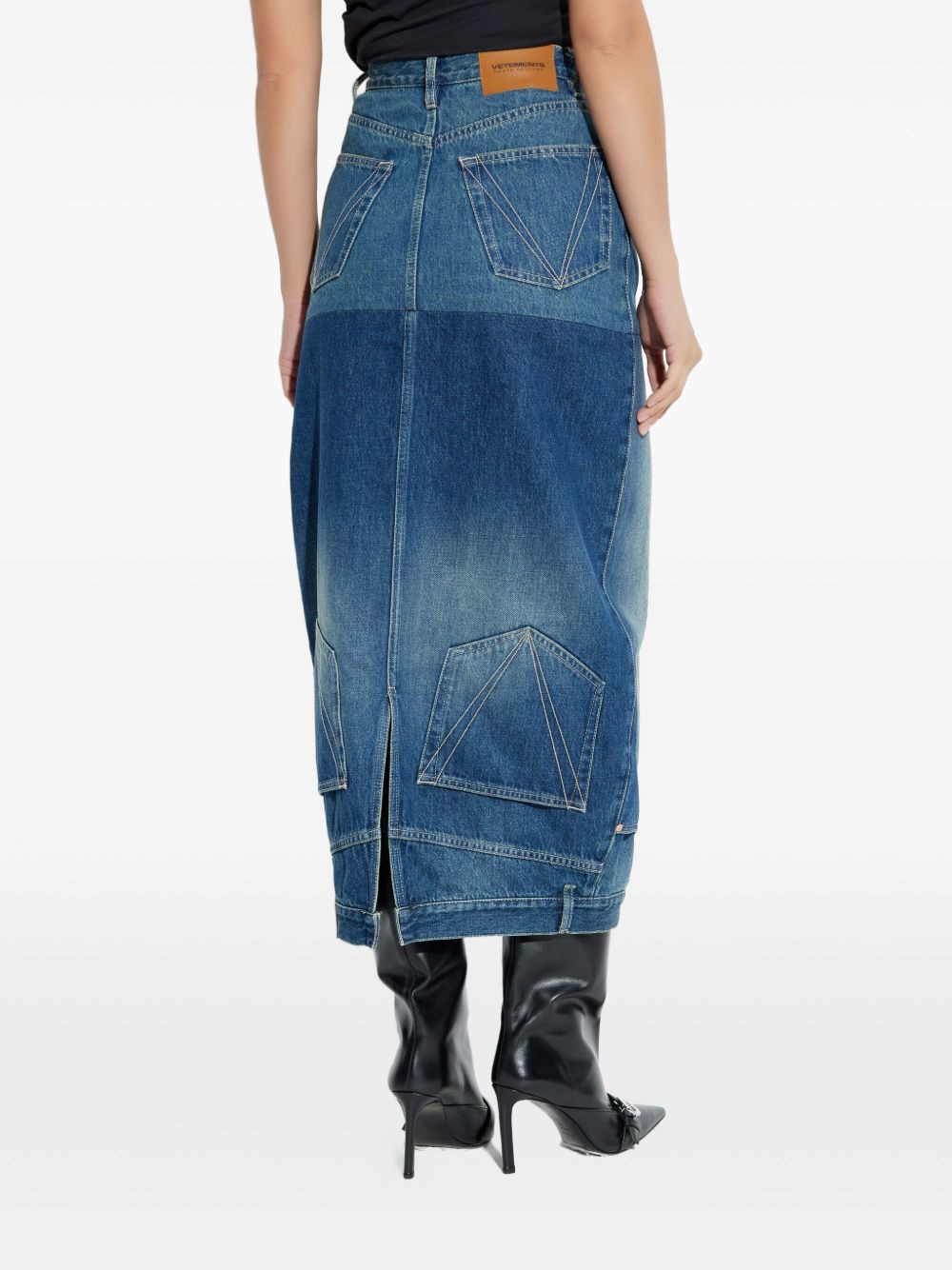 upside-down denim midi skirt - 4
