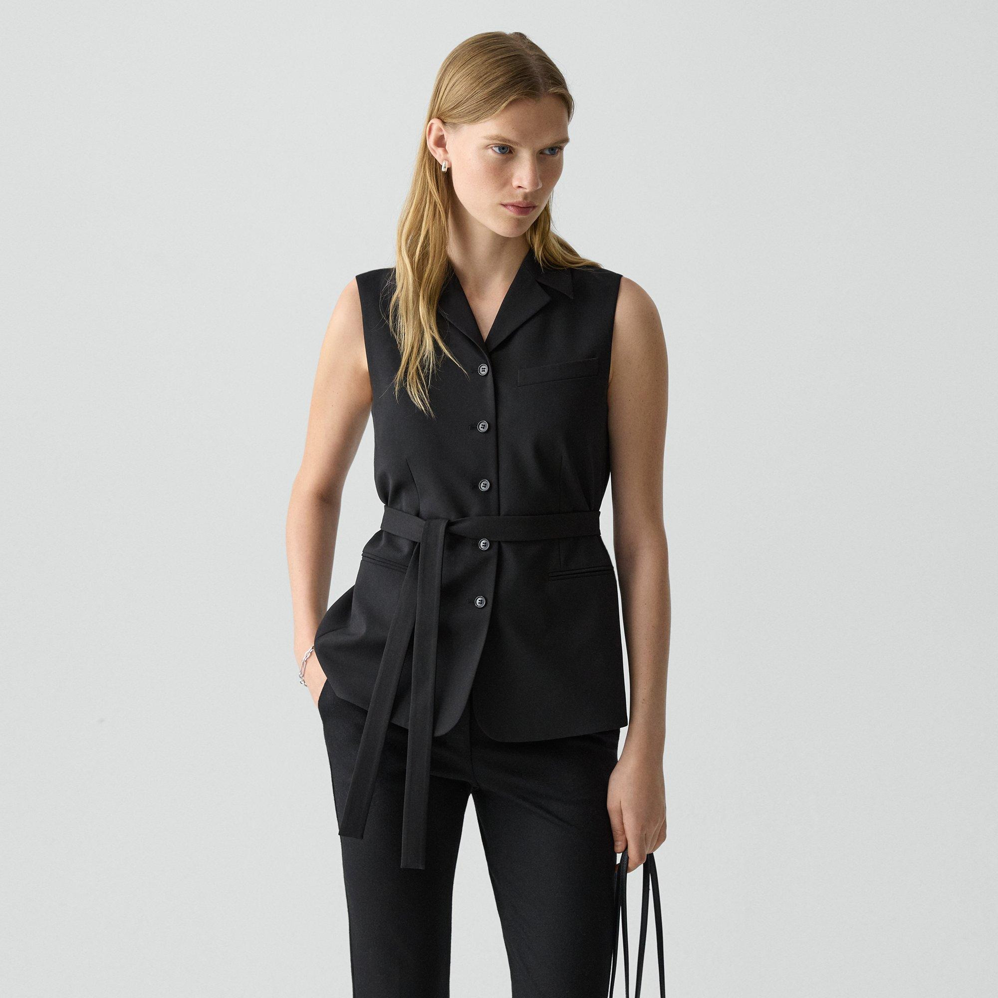 Tie Waist Vest in Good Wool - 2
