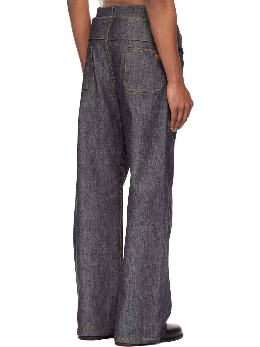 Gray Double Belt Denim Jeans - 3