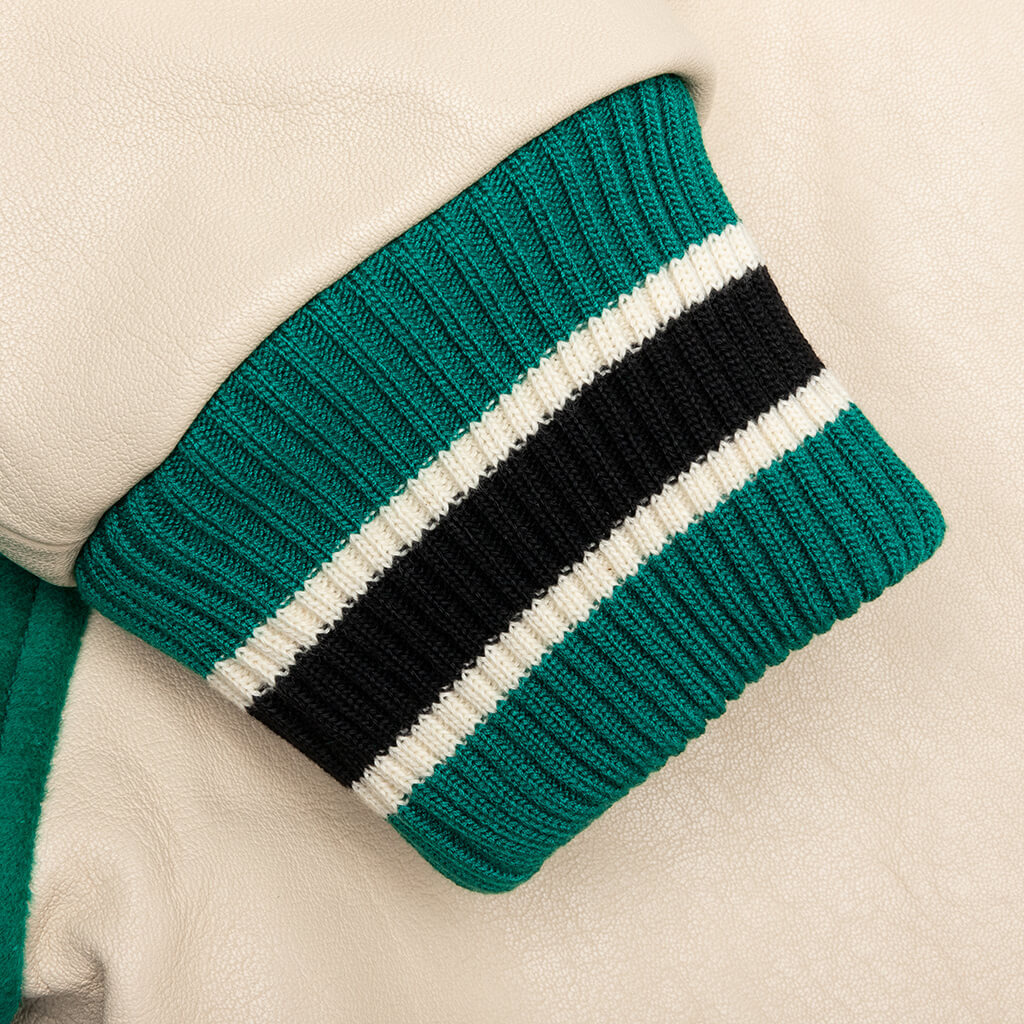 RHUDE TILE VARSITY JACKET - MENTHOL/CREME - 6