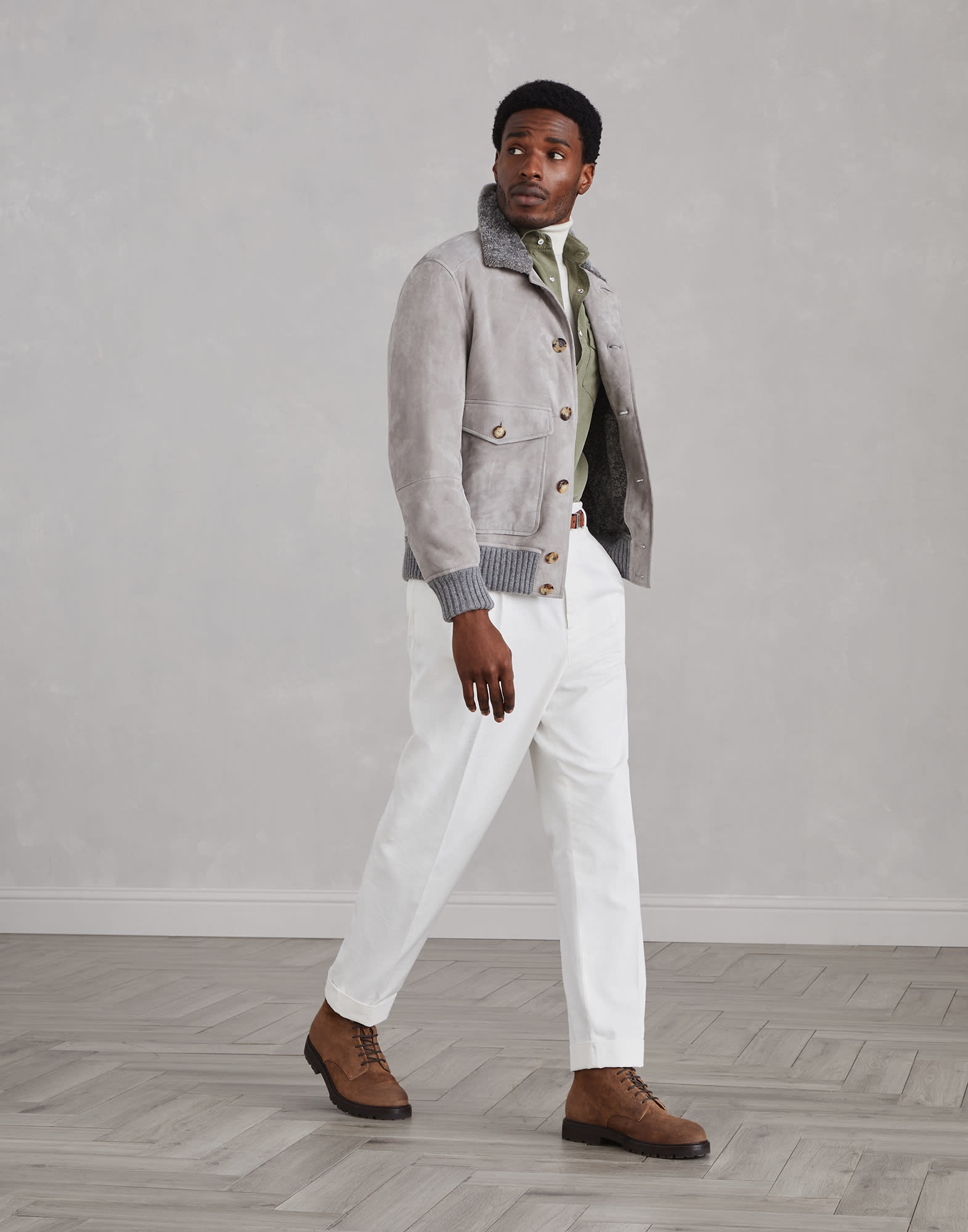 Garment-dyed easy fit western shirt in narrow wale corduroy - 5