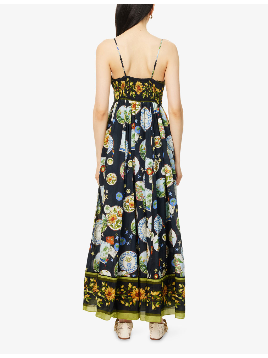 Trip Souvenir Shoulder-Straps Cotton-Blend Maxi Dress - 4