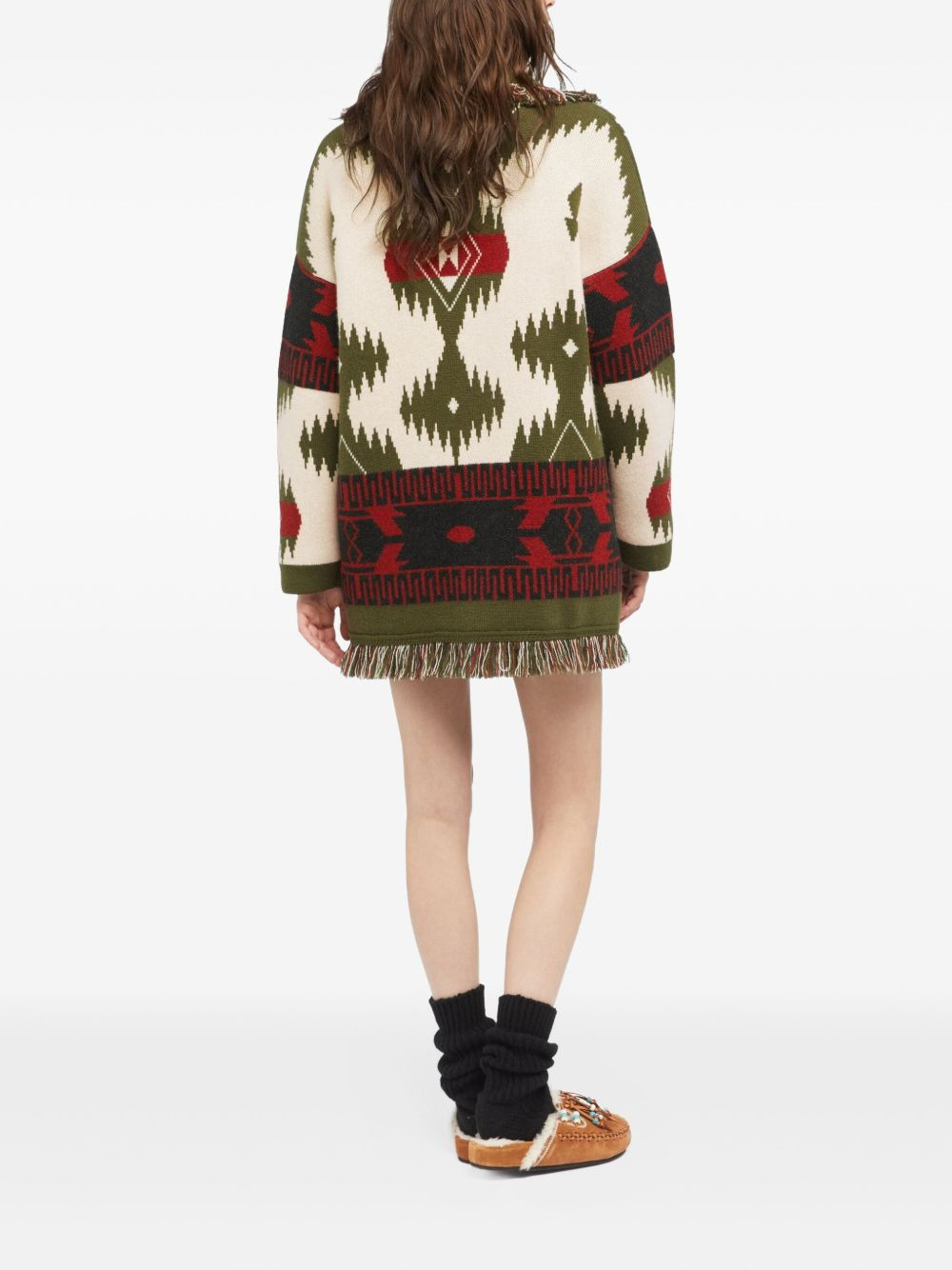 Icon jacquard fringe cardigan - 4