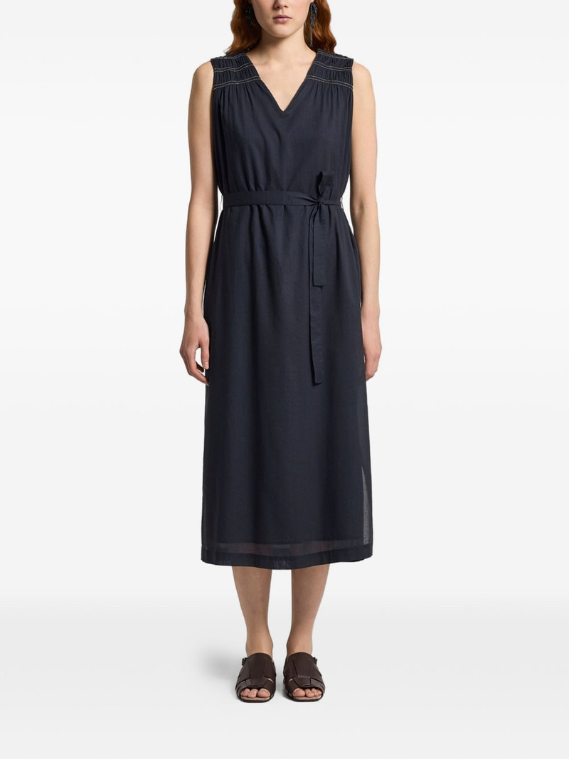 V-neck belted midi dress 1