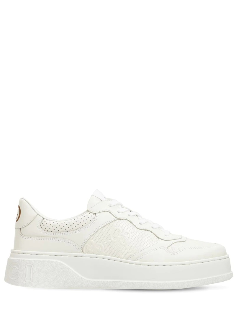 GG EMBOSSED LEATHER SNEAKERS - 1