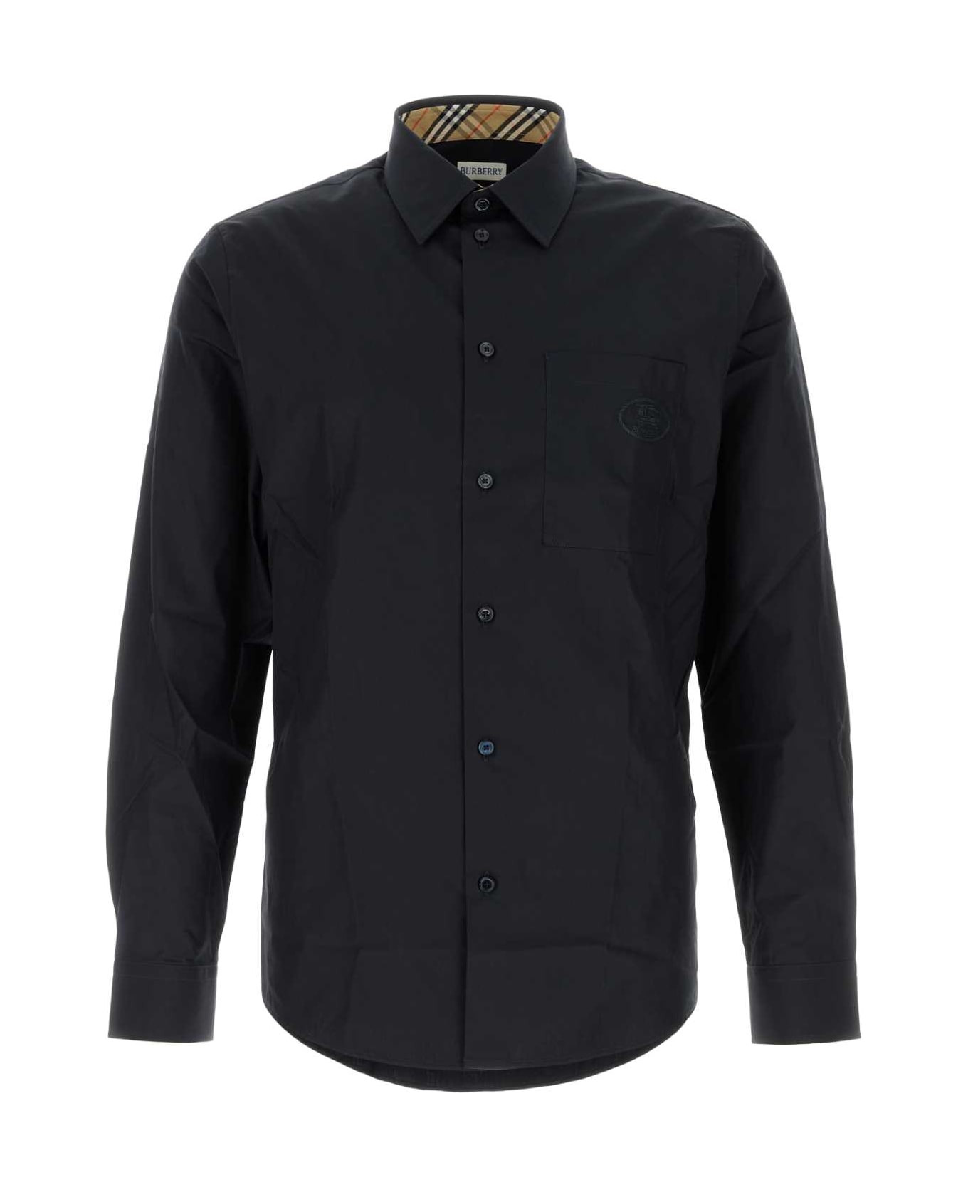 Black Stretch Poplin Shirt - 1
