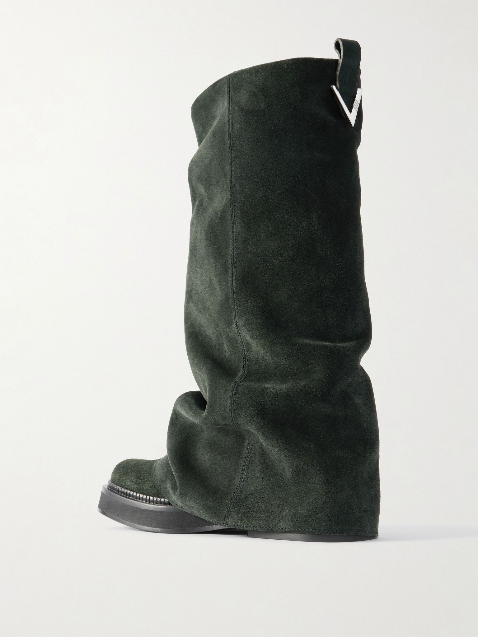 Robin layered suede knee boots Army green - 3