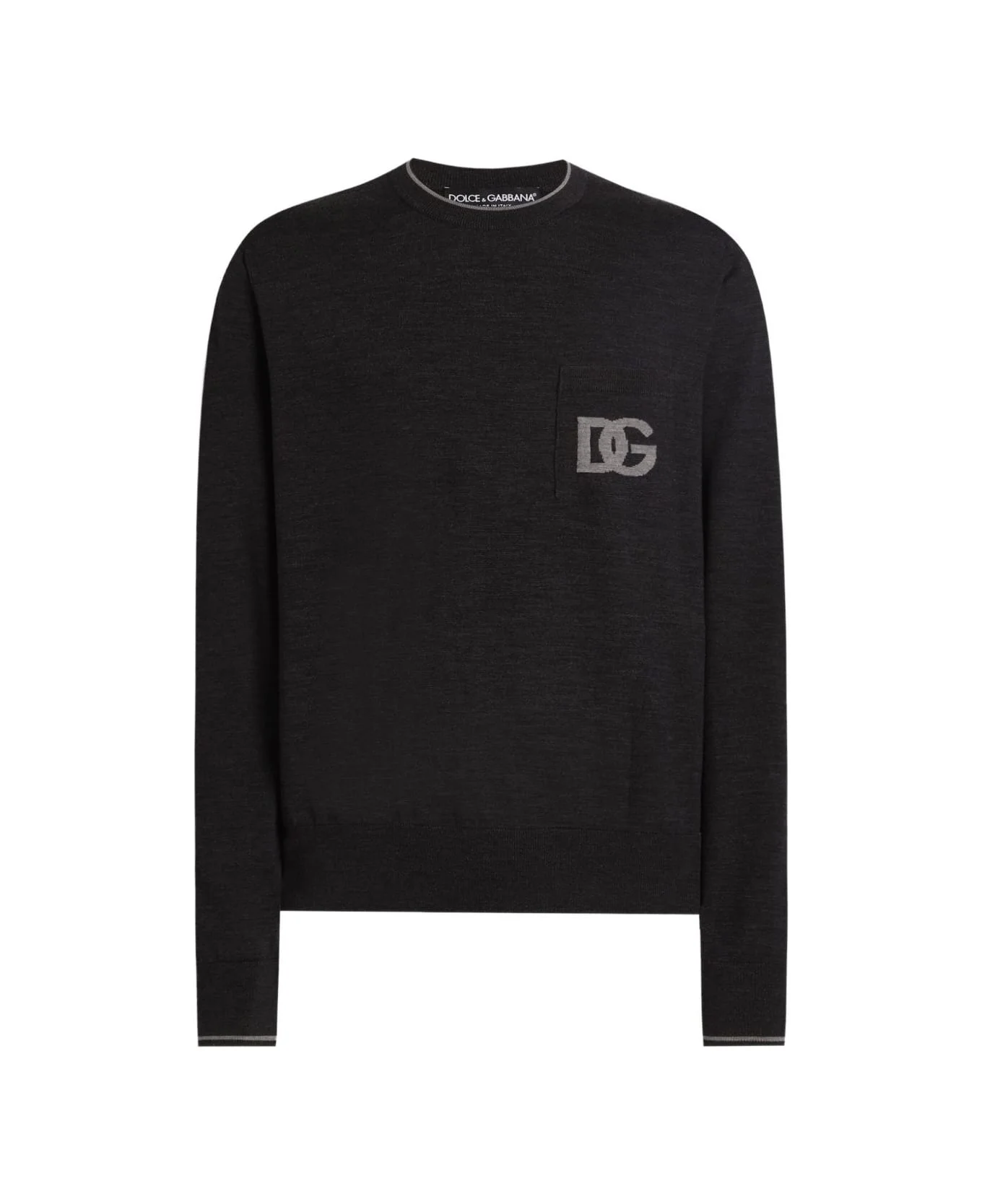 Dolce & Gabbana Dark Gray Ribbed Sweater - 1
