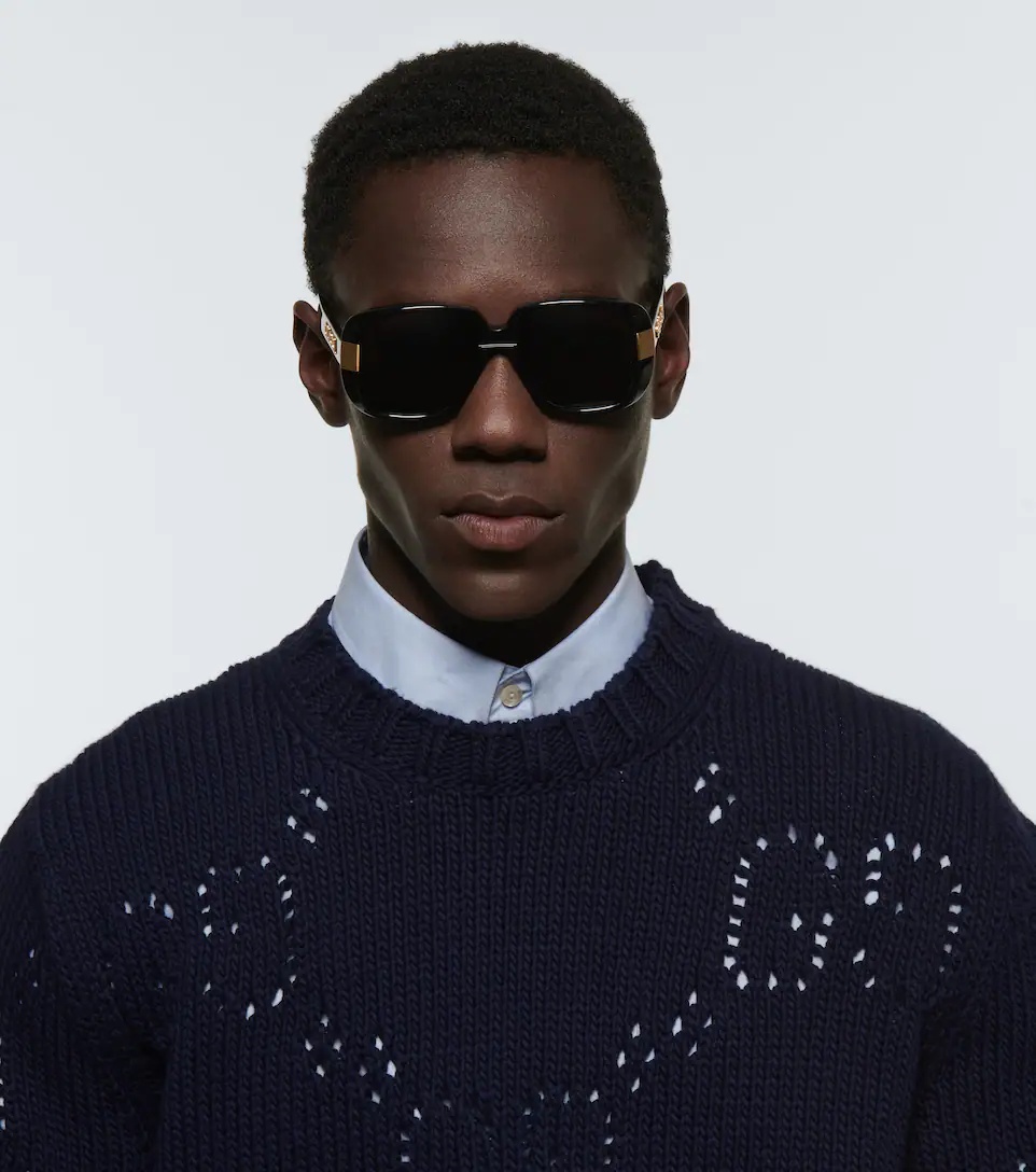 GUCCI Pineapple rectangle-frame sunglasses mytheresa REVERSIBLE