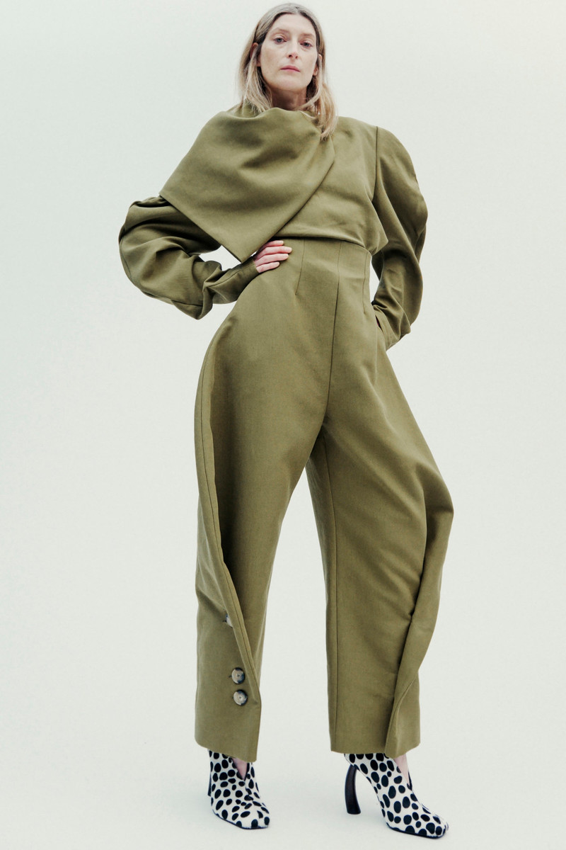 DRAPED COLLAR TOP KHAKI GREEN 11