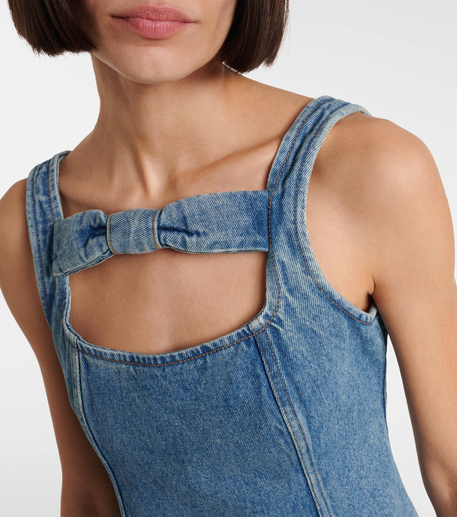 Bow-detail denim minidress - 4
