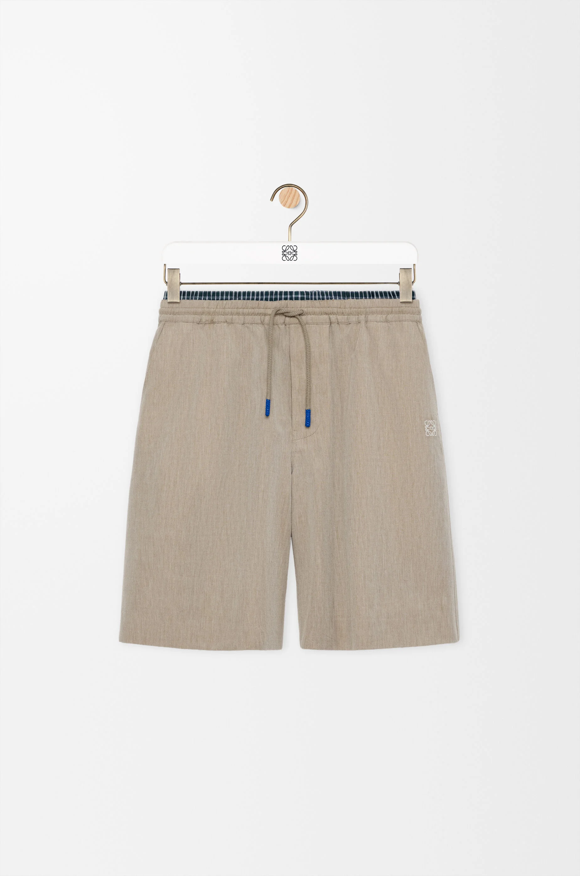 Drawstring shorts in wool and cotton - 1