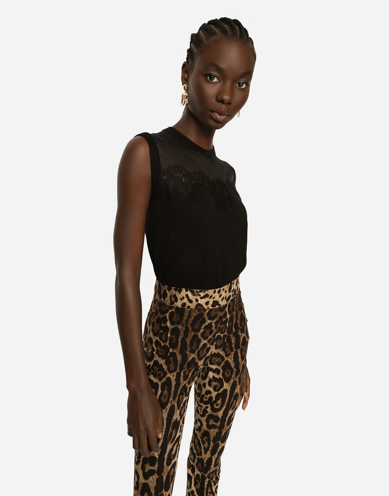 Dolce & Gabbana Sleeveless cashmere and silk sweater with lace outlook