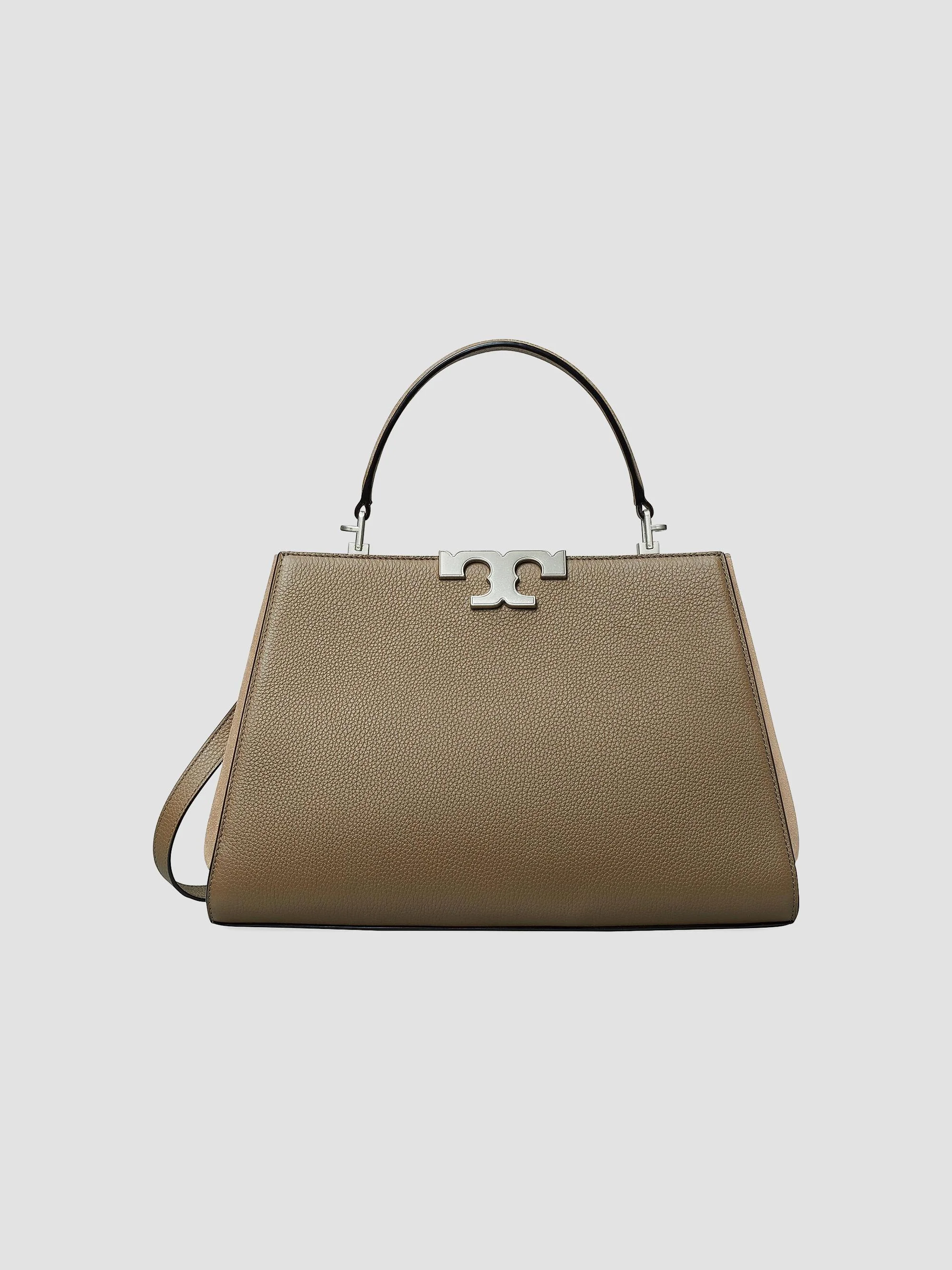 Women's Large Eleanor Pebbled Leather Top Handle Bag - Wild Mushroom - 1