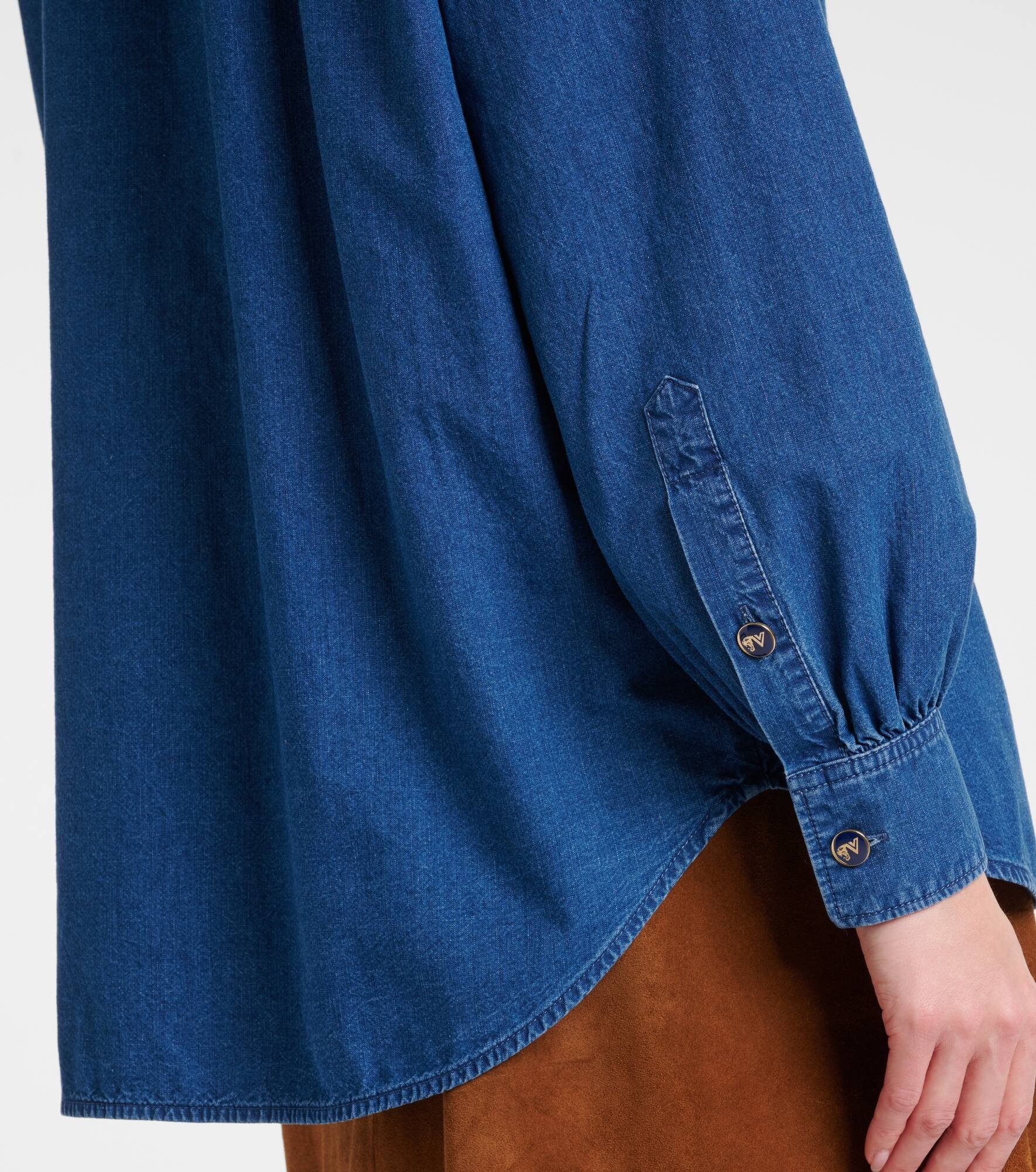 Ruffled denim blouse - 5