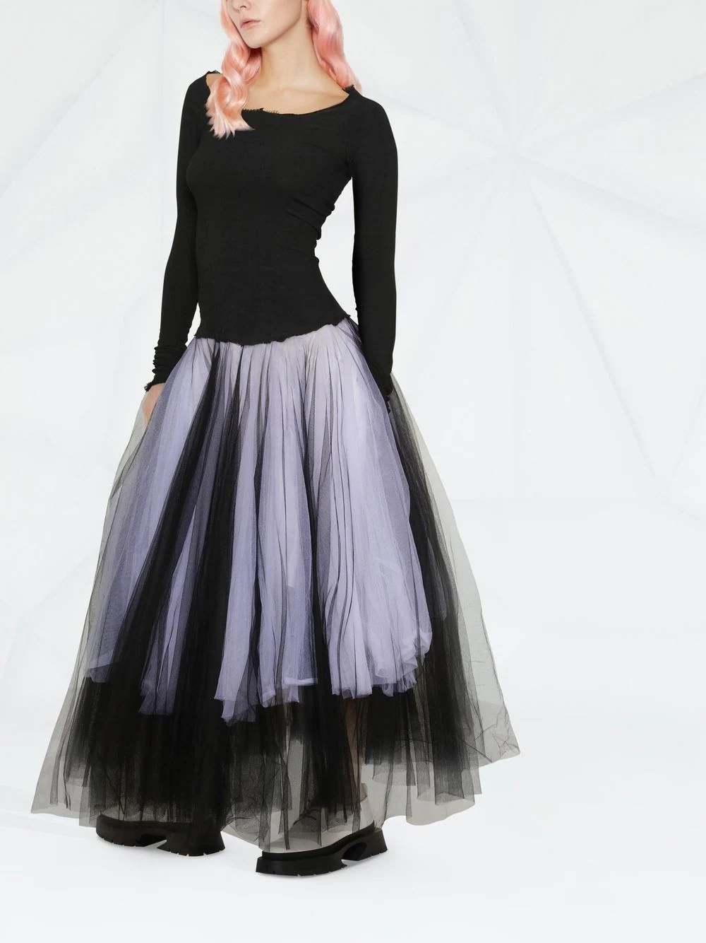 two-tone tulle midi dress - 4