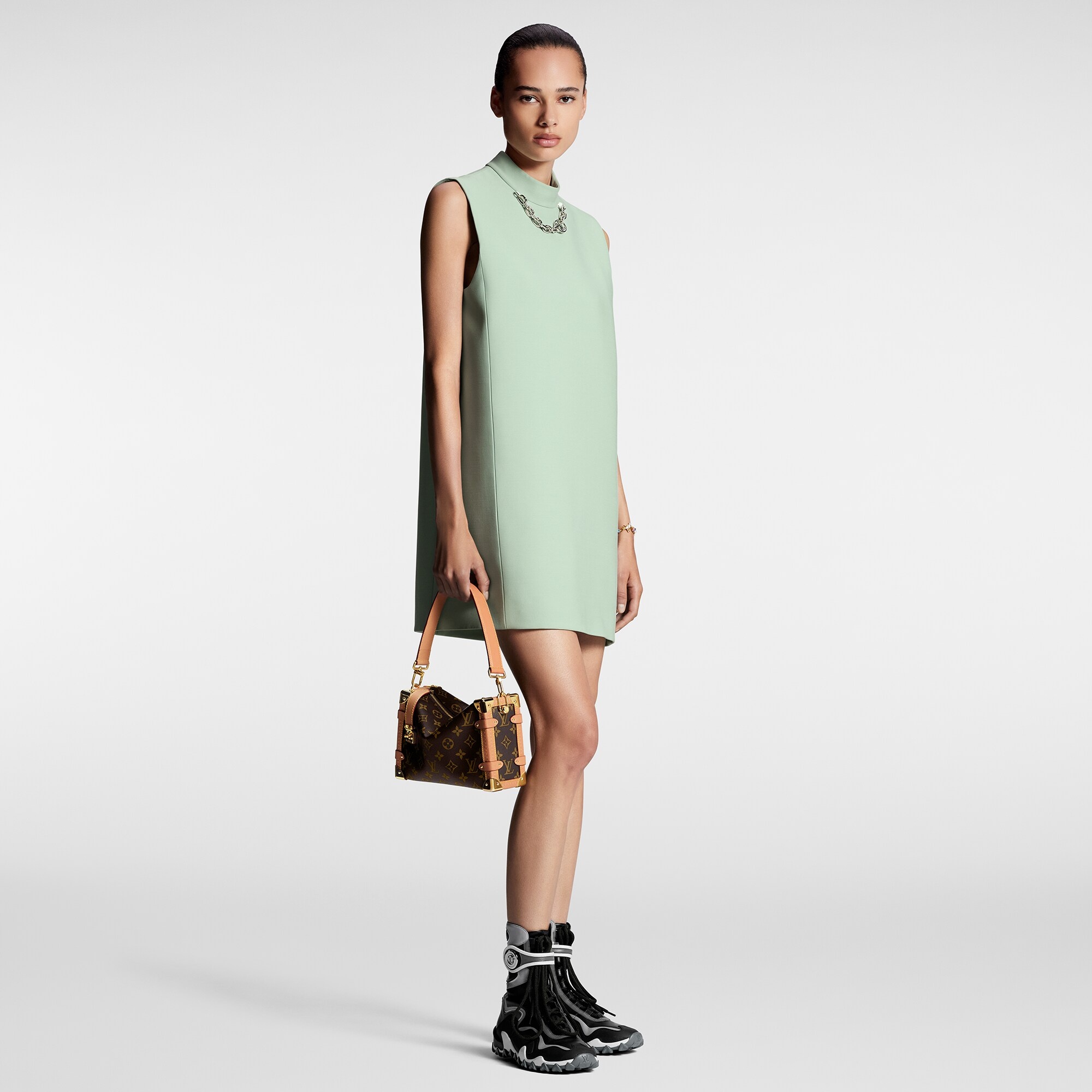 Mock-Neck Straight Dress - 4