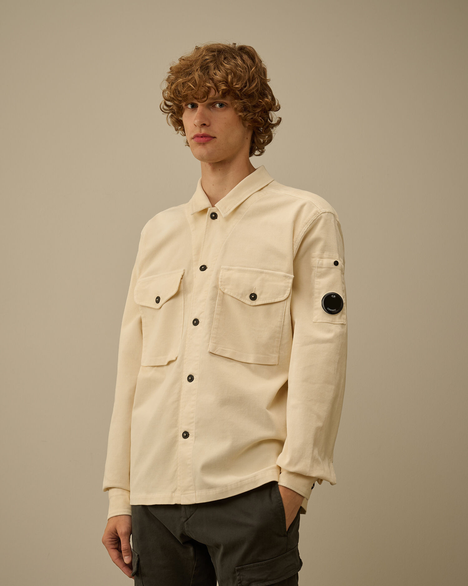 Corduroy Lens Button Overshirt - 3