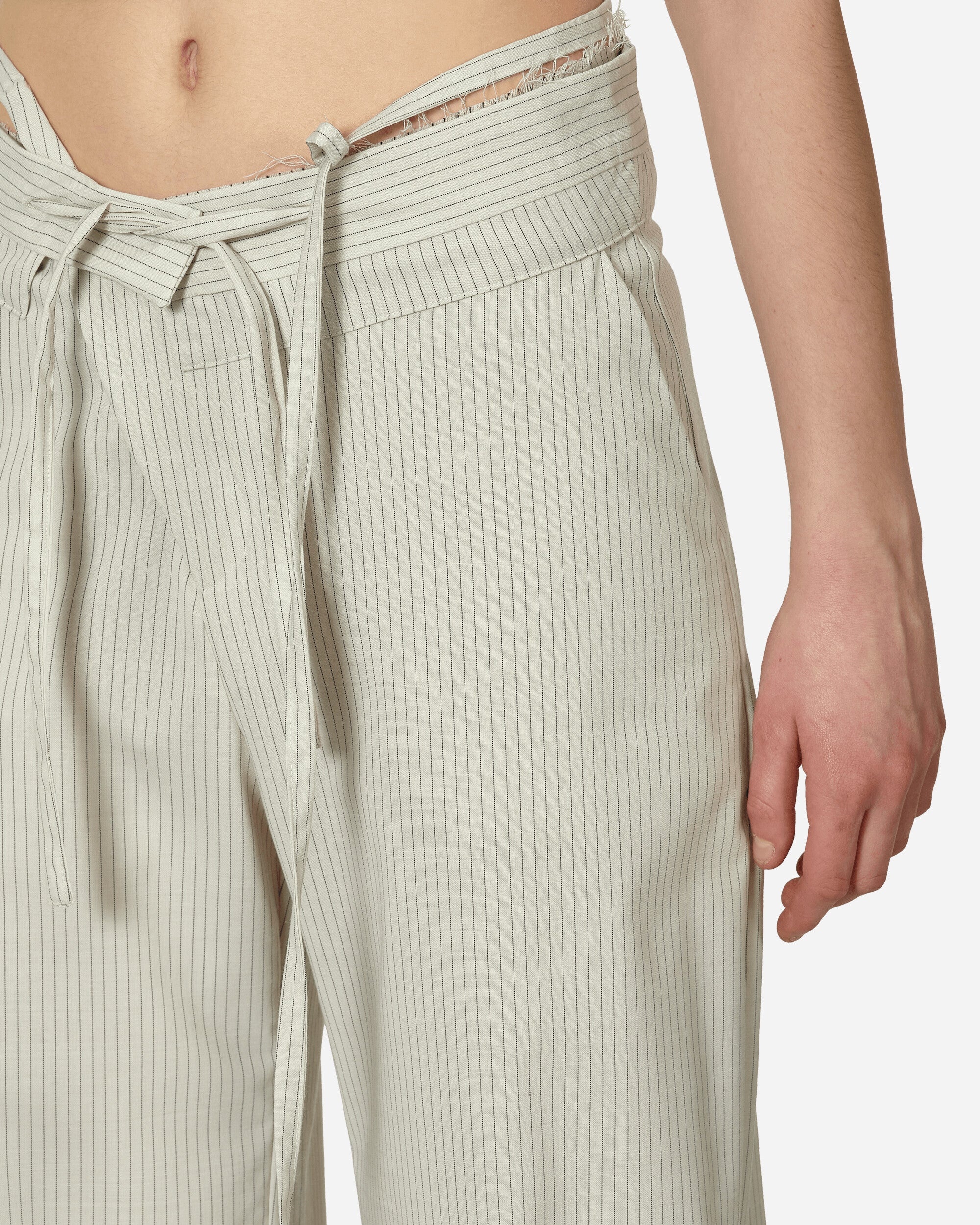 Double Fold Suit Pants Cream Pinstripe - 5